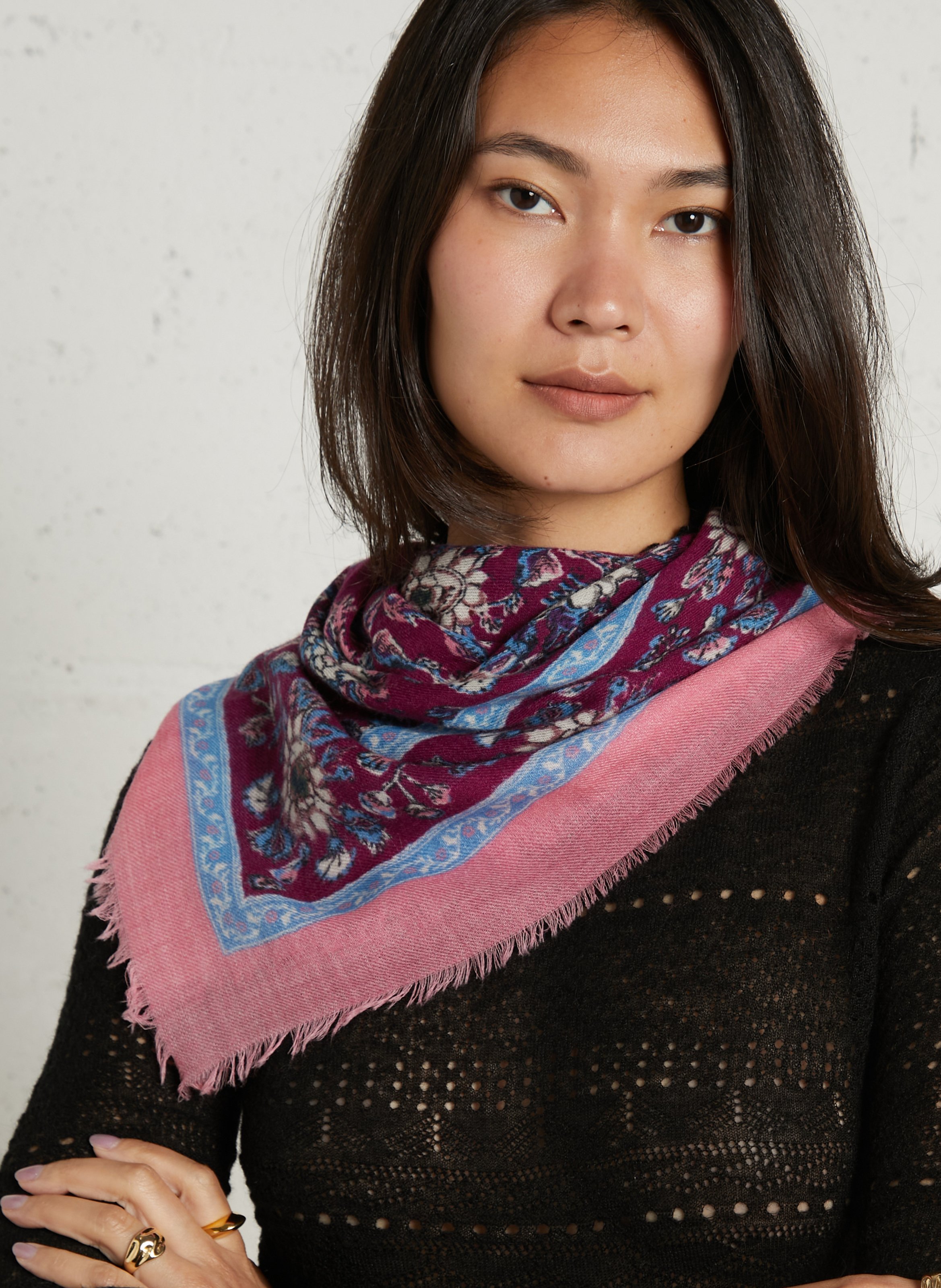 Bedrucktes quadratisches Tuch aus Wolle LOUISE MISHA Rot