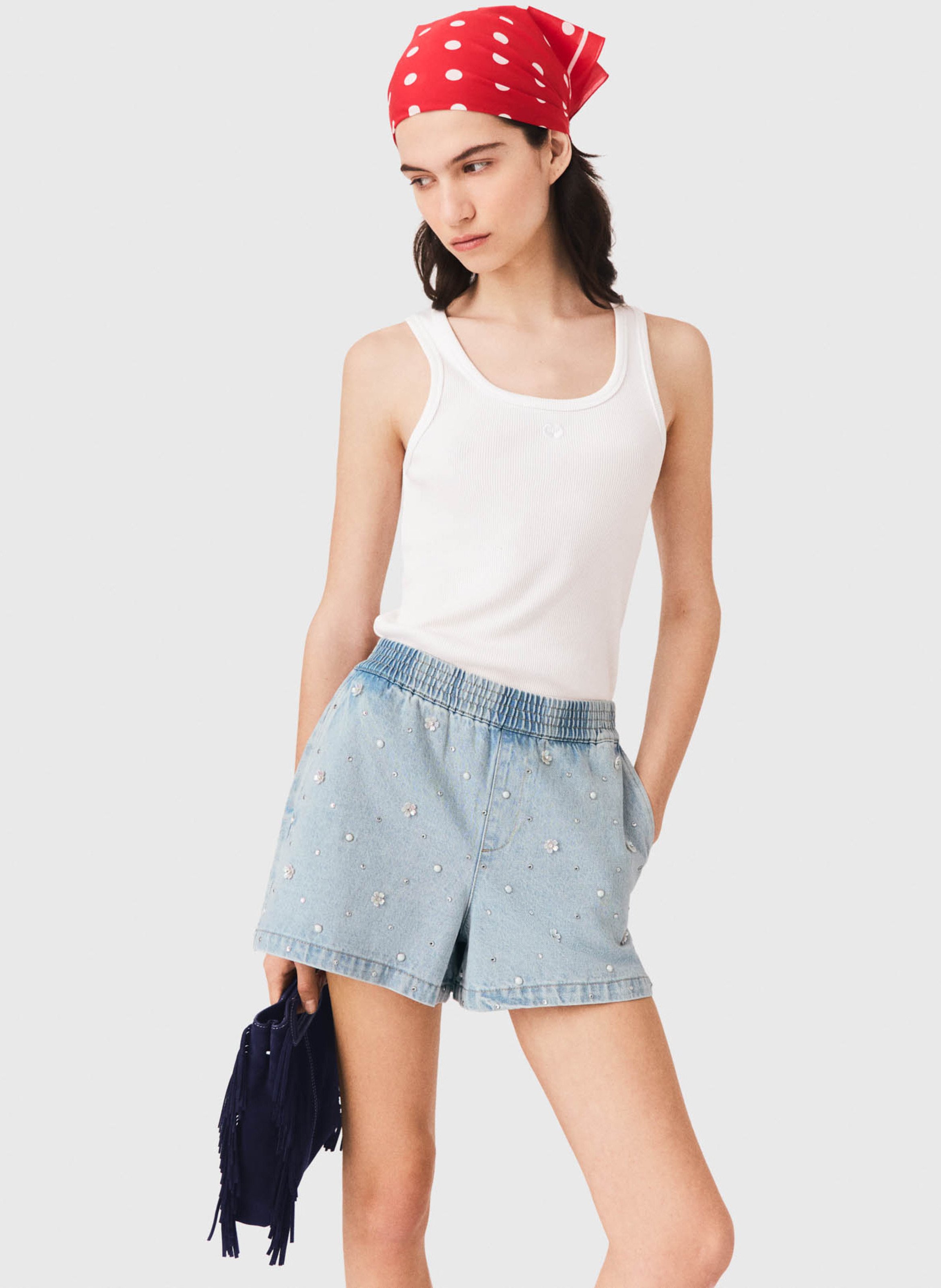 Short droit en coton MAJE Bleu