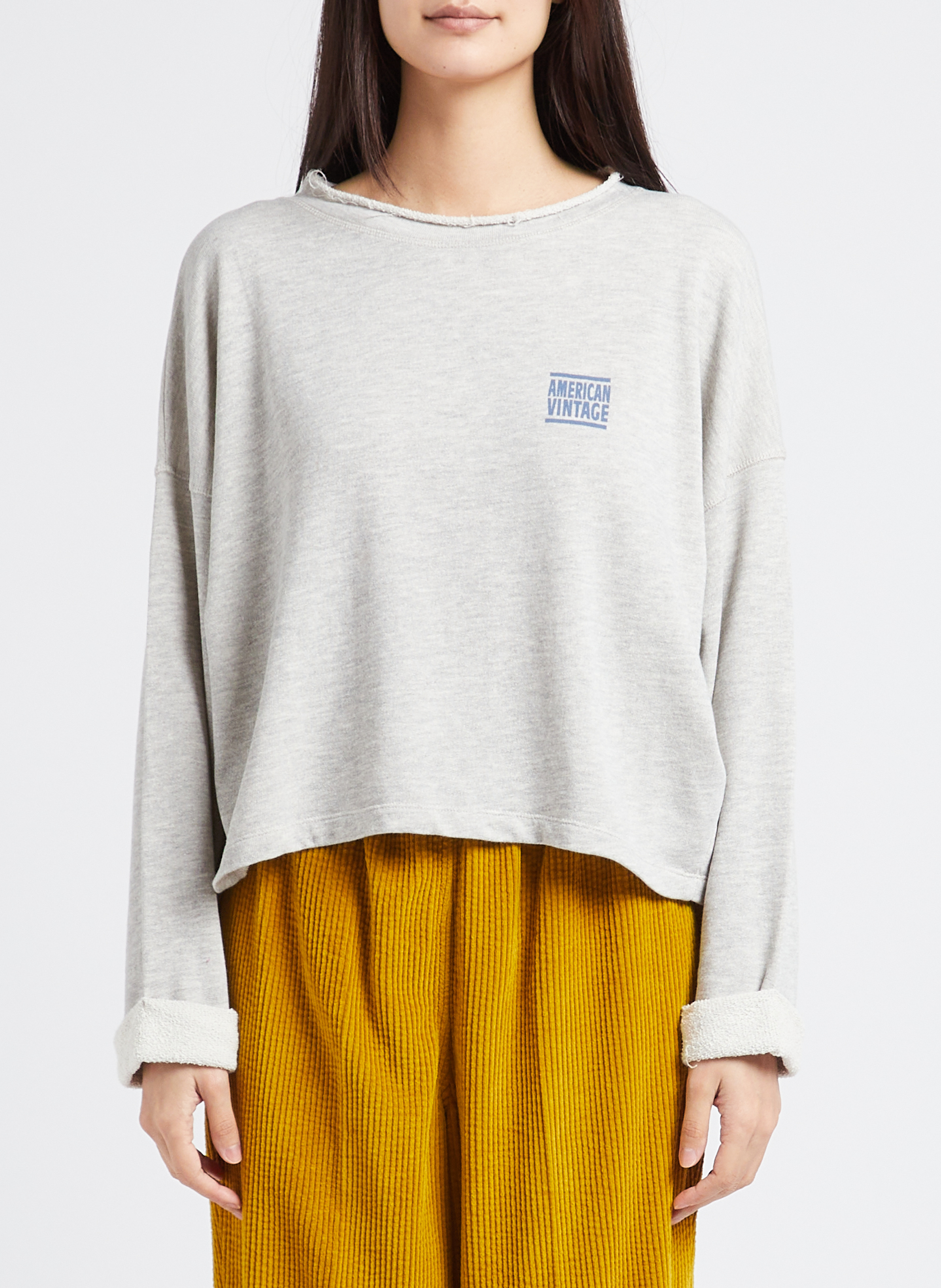 Rundhals-Sweatshirt aus Baumwoll-Mix AMERICAN VINTAGE Grau
