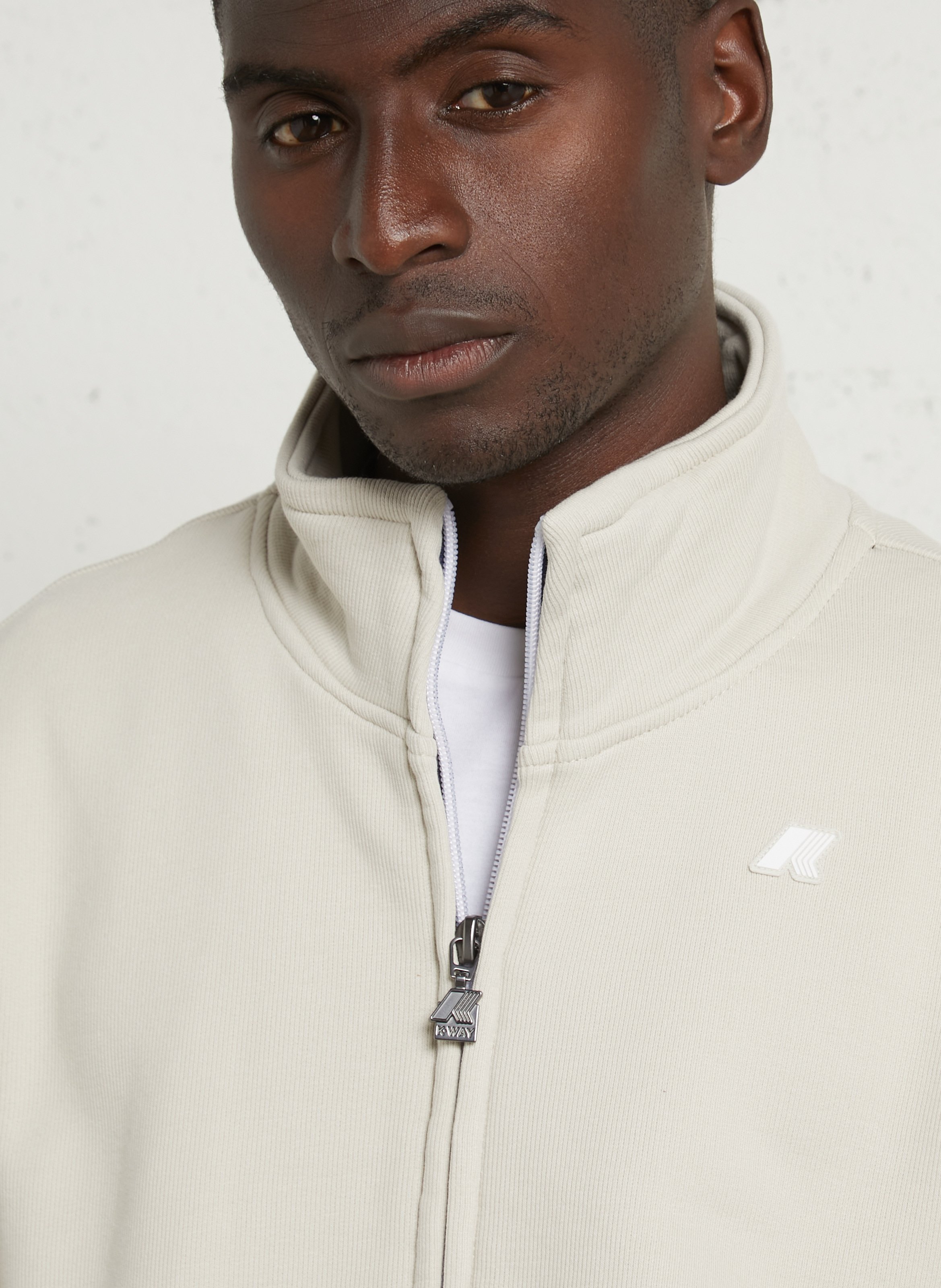 Blended cotton sweater with high collar K-WAY Beige