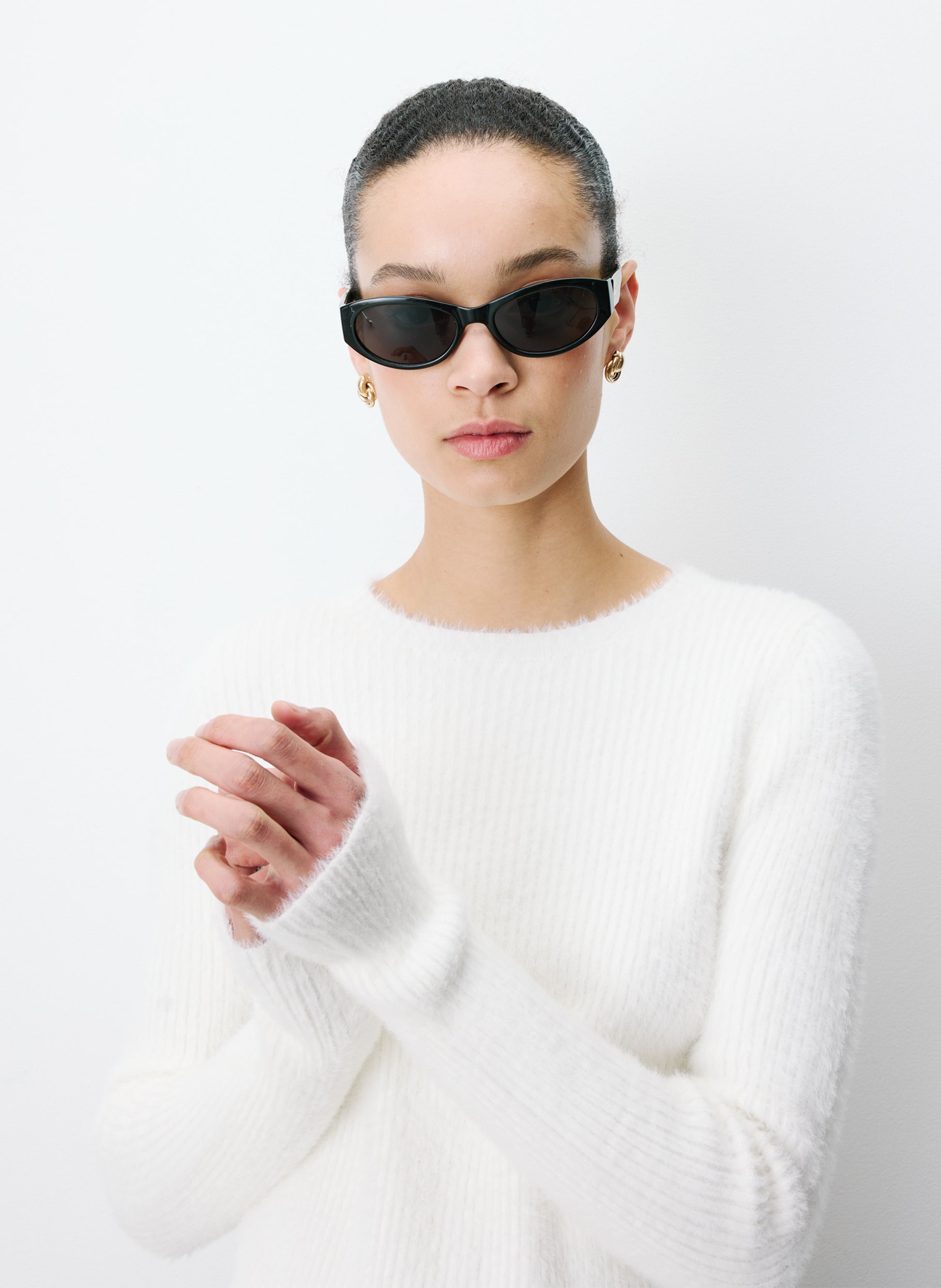 Round-neck fitted sweater GRACE ET MILA White