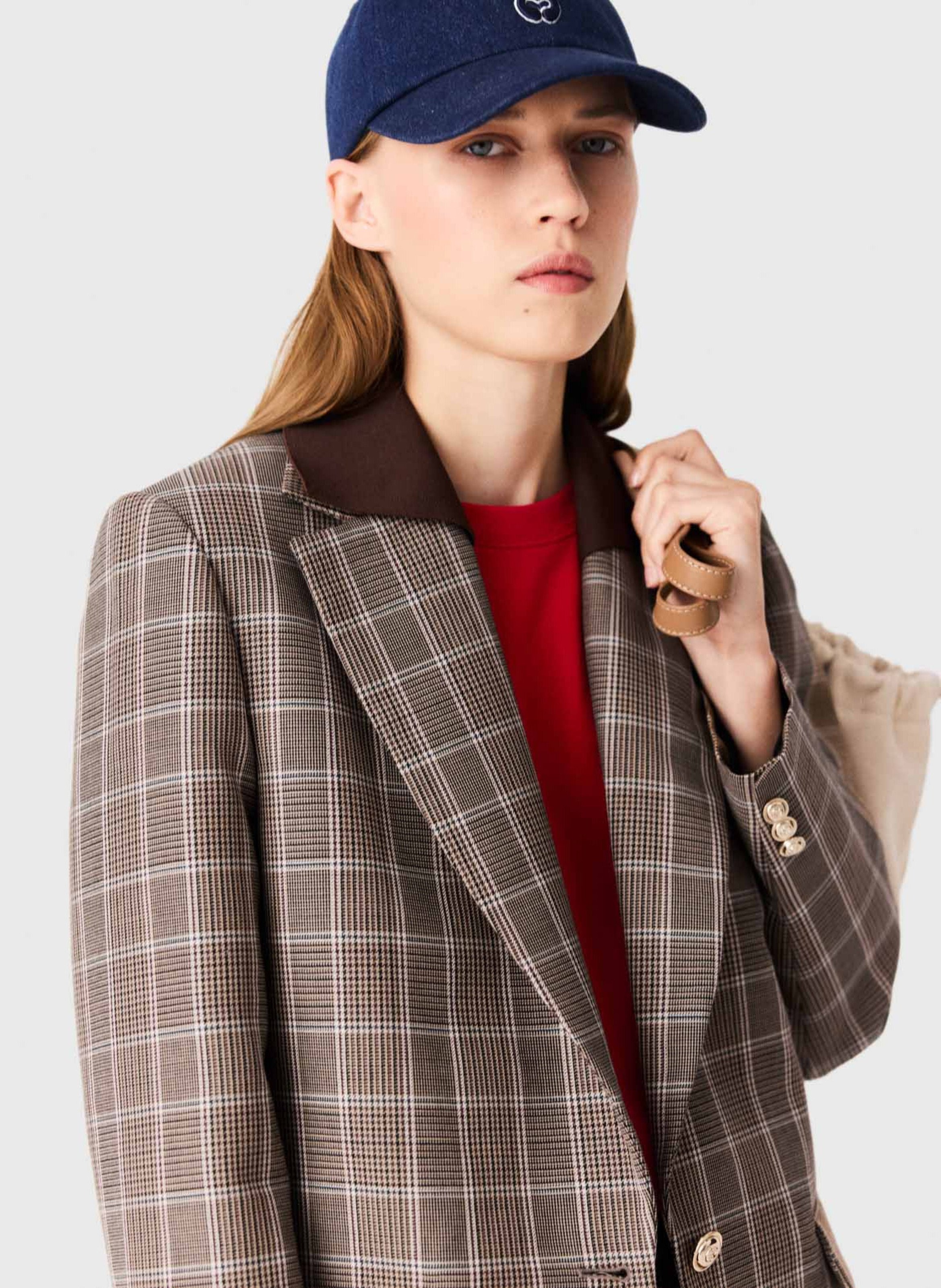 Fitted wool-blend suit jacket MAJE Brown