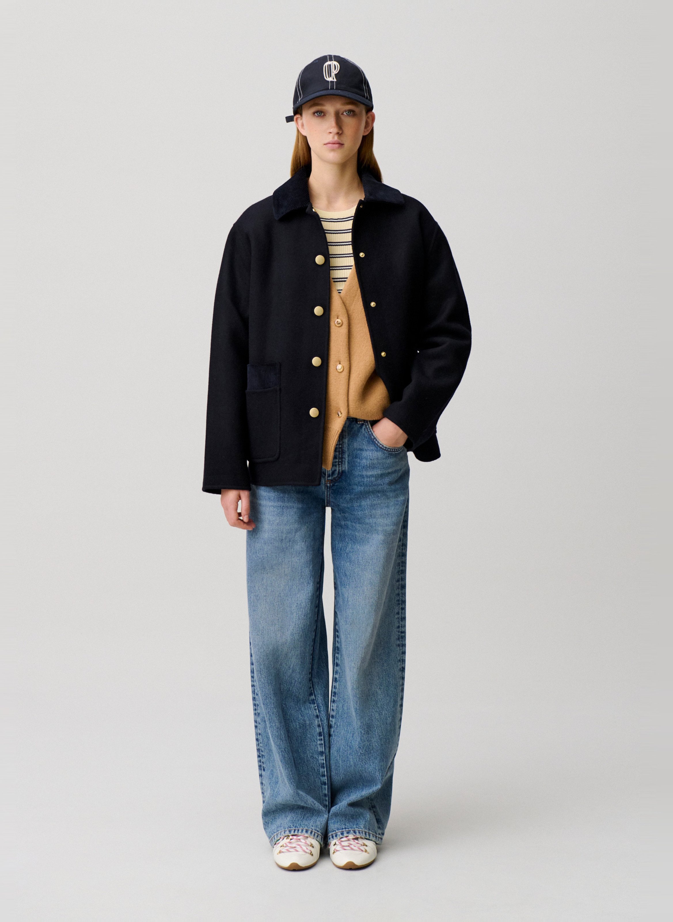 Veste droite boutonnée en laine mélangée CLAUDIE PIERLOT Bleu