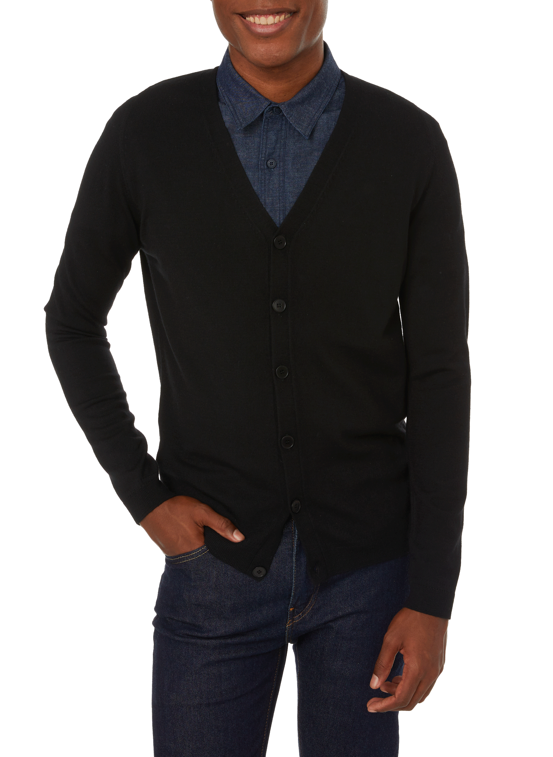 Merino wool cardigan AU PRINTEMPS PARIS Black