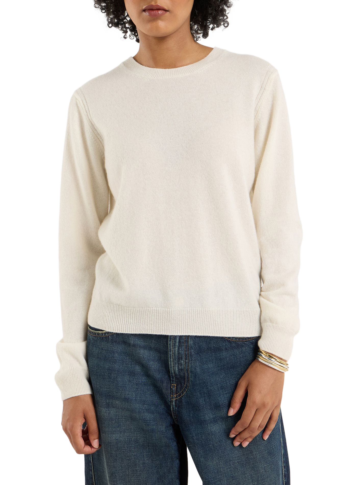 Qiria round neck cashmere straight sweater. SAISON 1865 Beige
