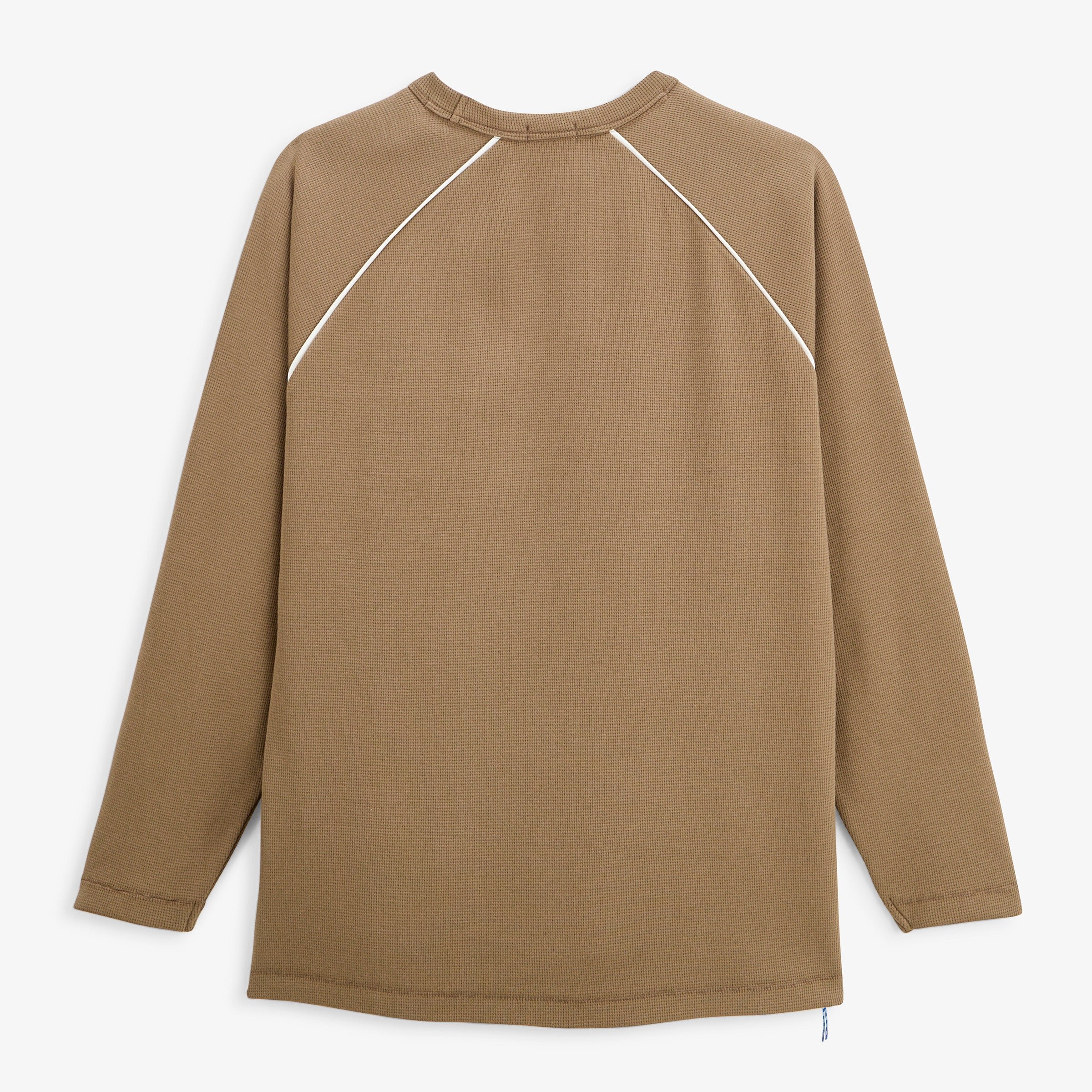 Long-sleeve round neck waffle cotton t-shirt in cashmere brown by sbplay SERGE BLANCO Brown