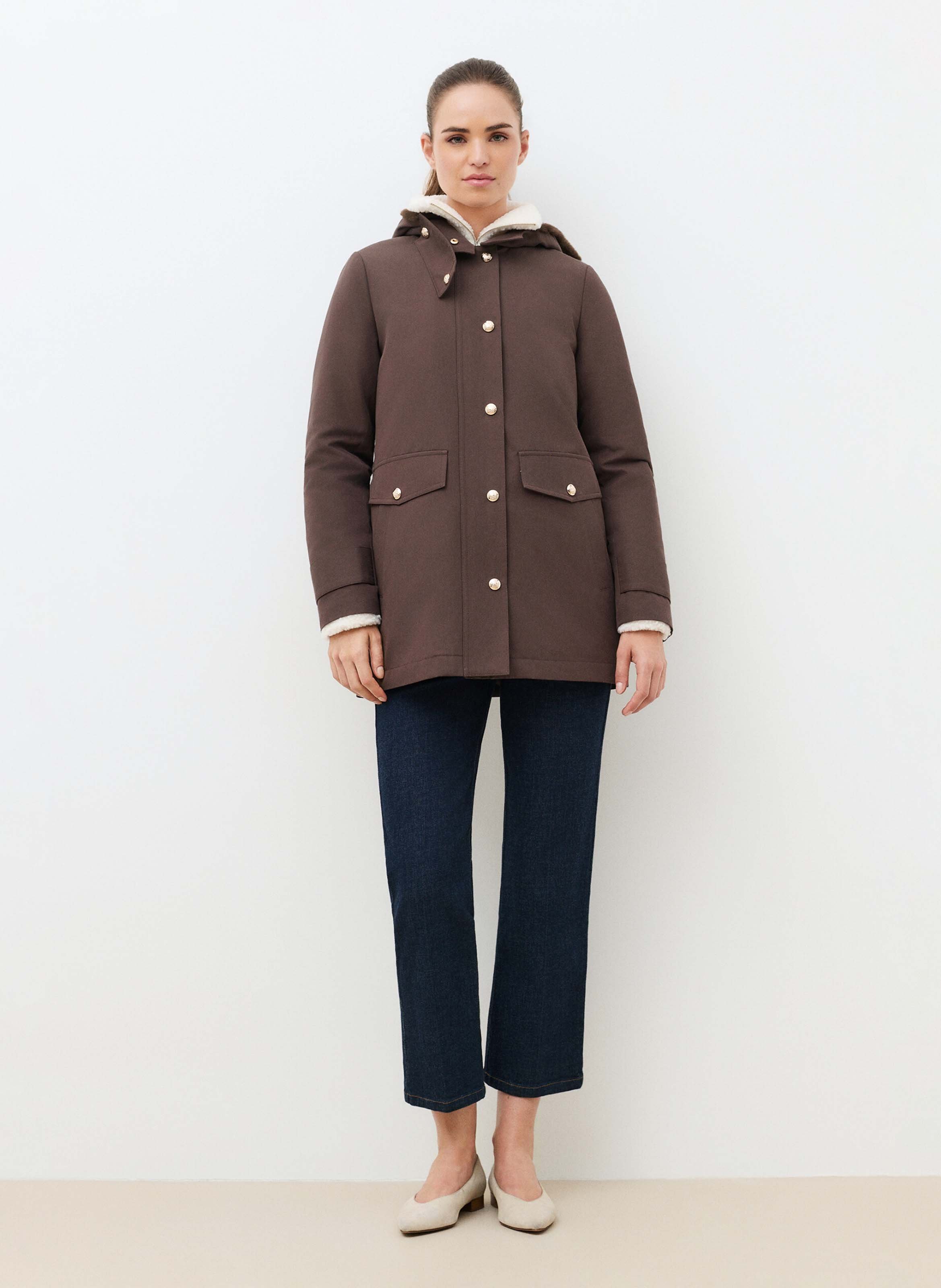 Parka met opstaande kraag - katoenblend CAROLL Bruin