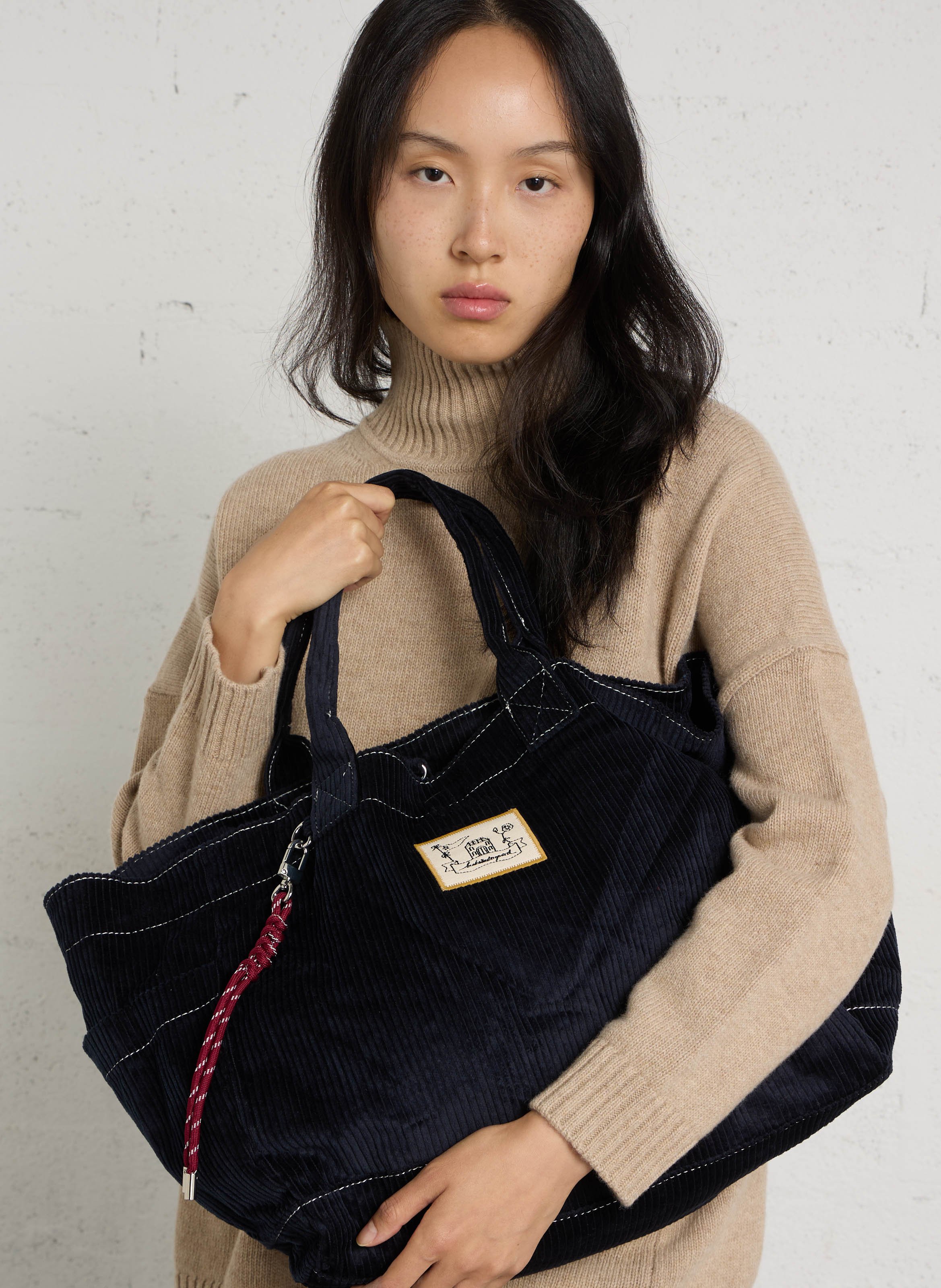 Gestructureerde katoenen shopper tote BECKSONDERGAARD Blauw