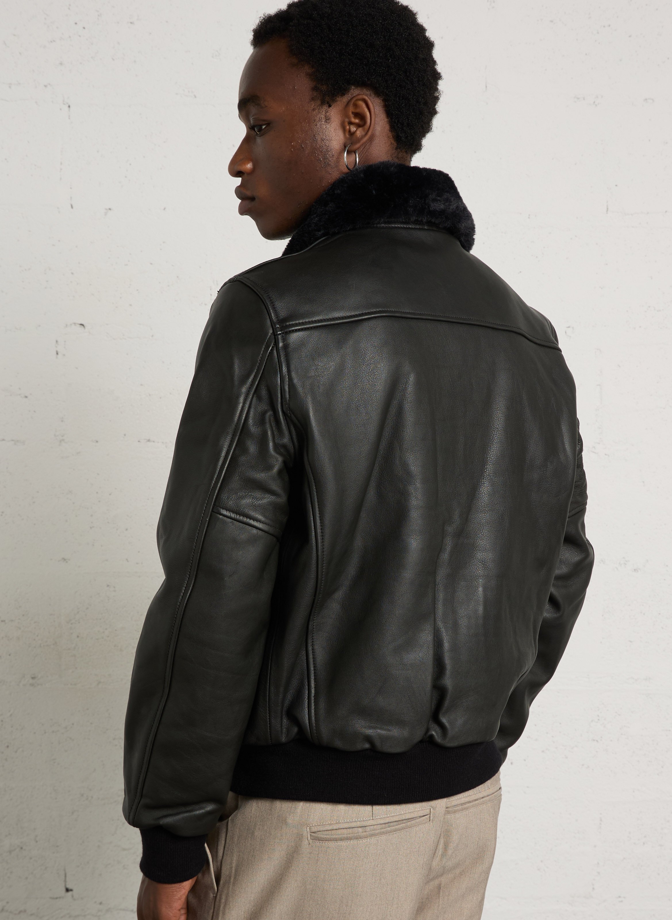 Chaqueta de piloto de cuero de vaca vintage SCHOTT Negro