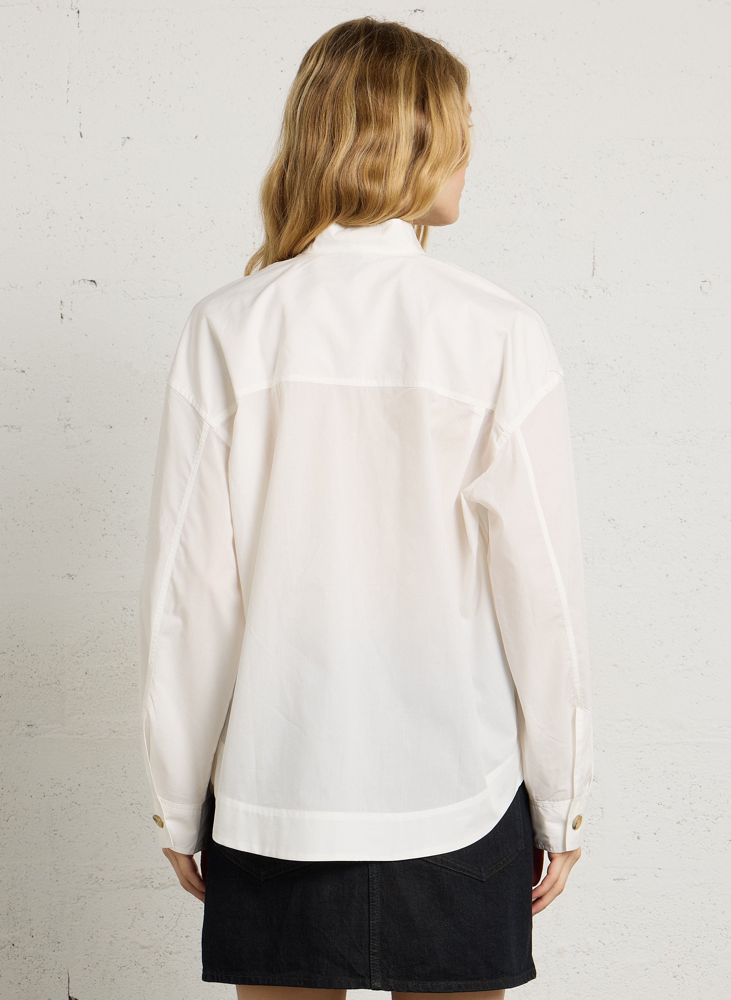 Chemise ceinturée en coton biologique SOEUR Blanc