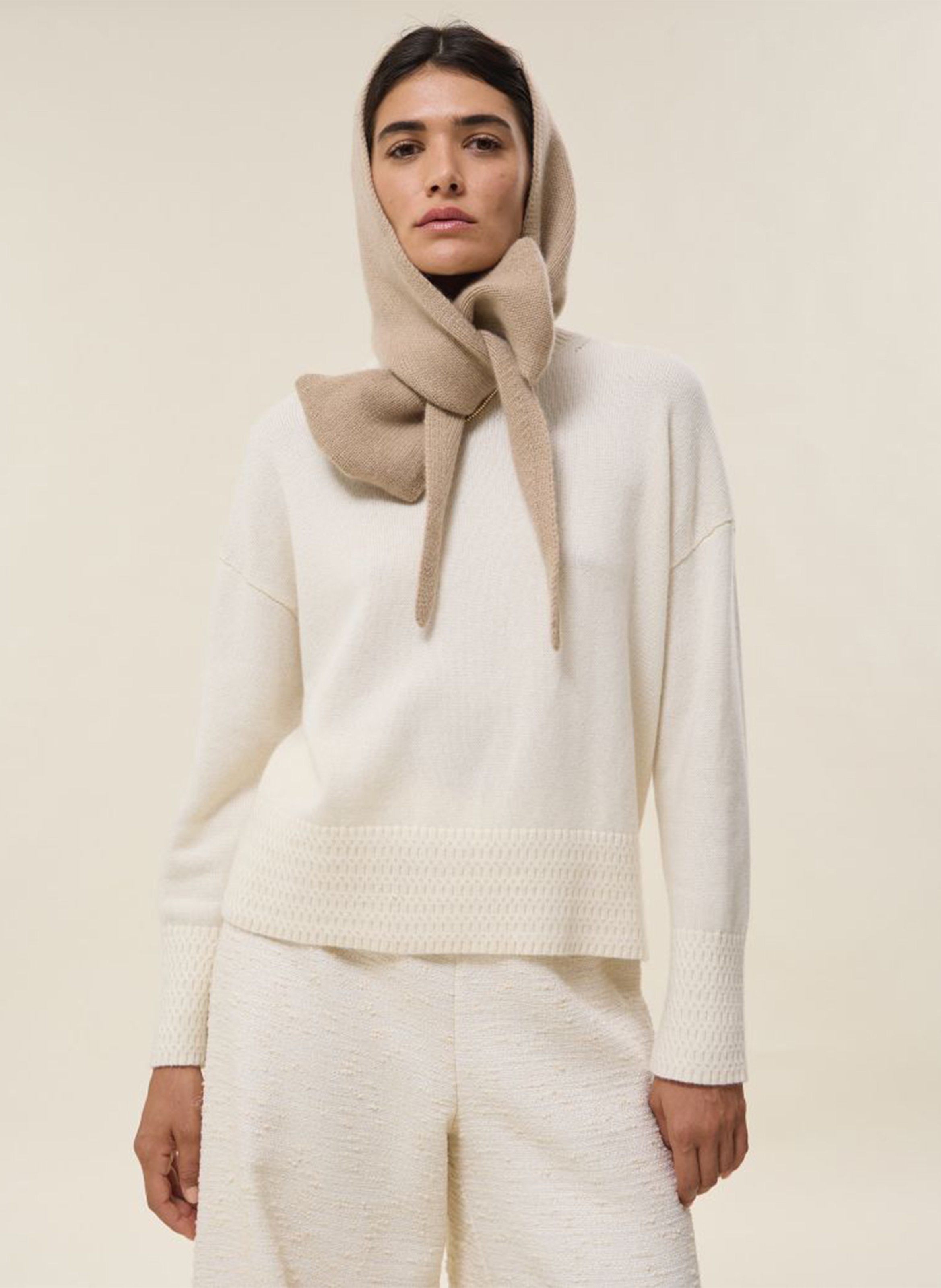 Cagoule à nouer en cachemire | Beige HIRCUS Femme