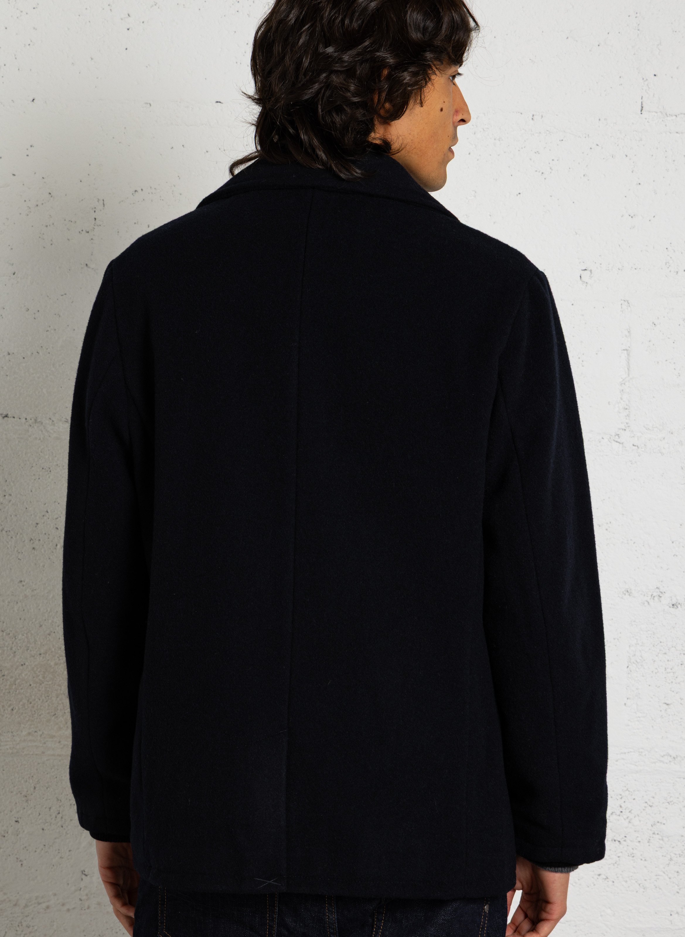 Wool-blend coat with tailored collar SCHOTT Blue