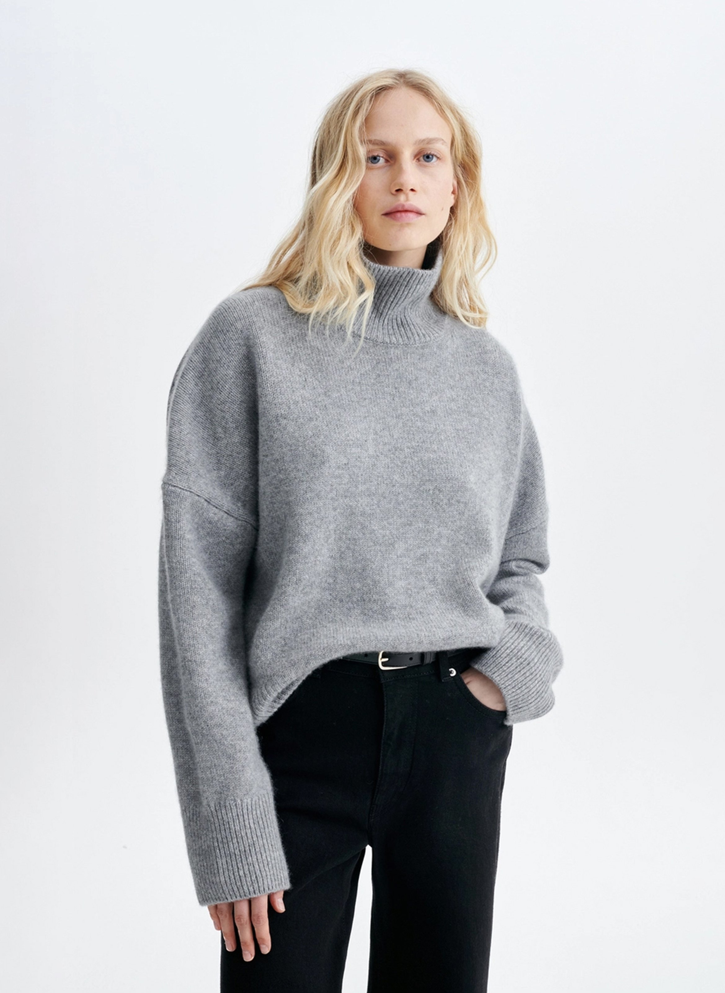Weiter Kaschmirpullover mit Stehkragen VANESSA BRUNO Grau