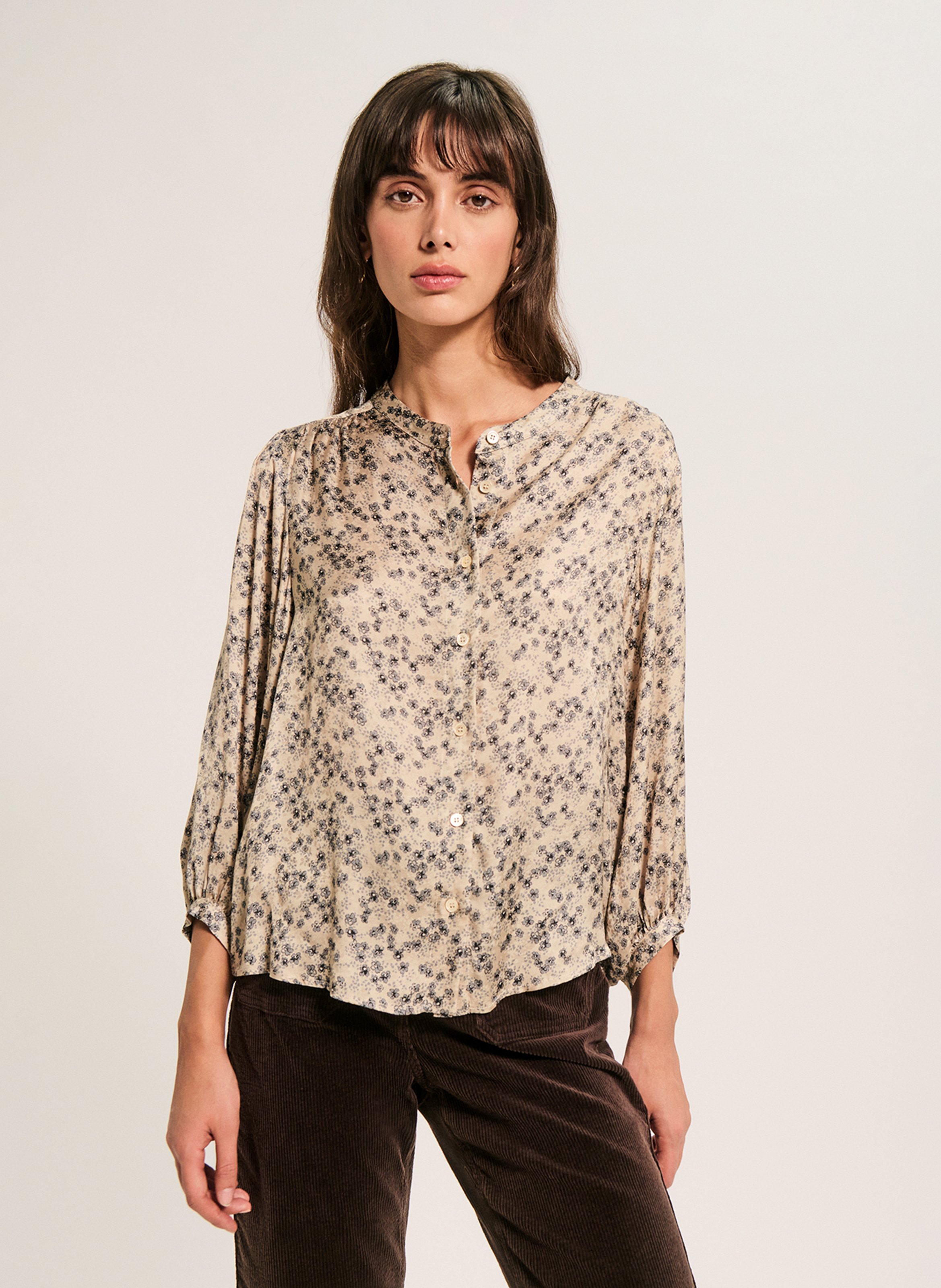 Chemise ample imprimée PABLO Beige