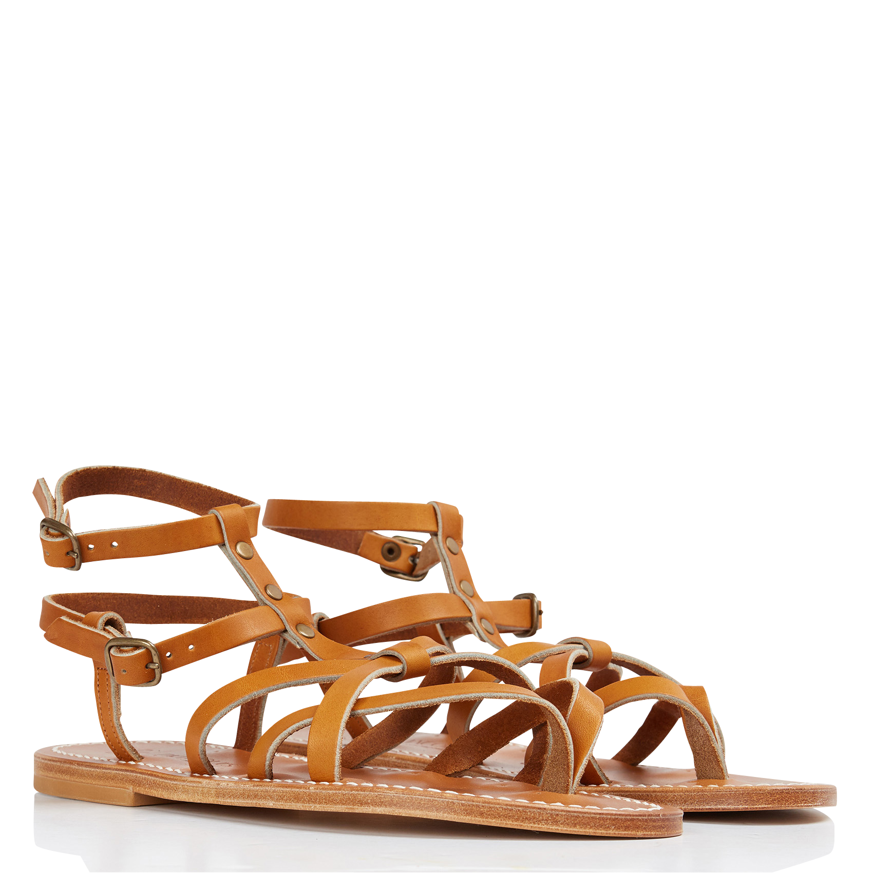Leather gladiator sandals K JACQUES Brown