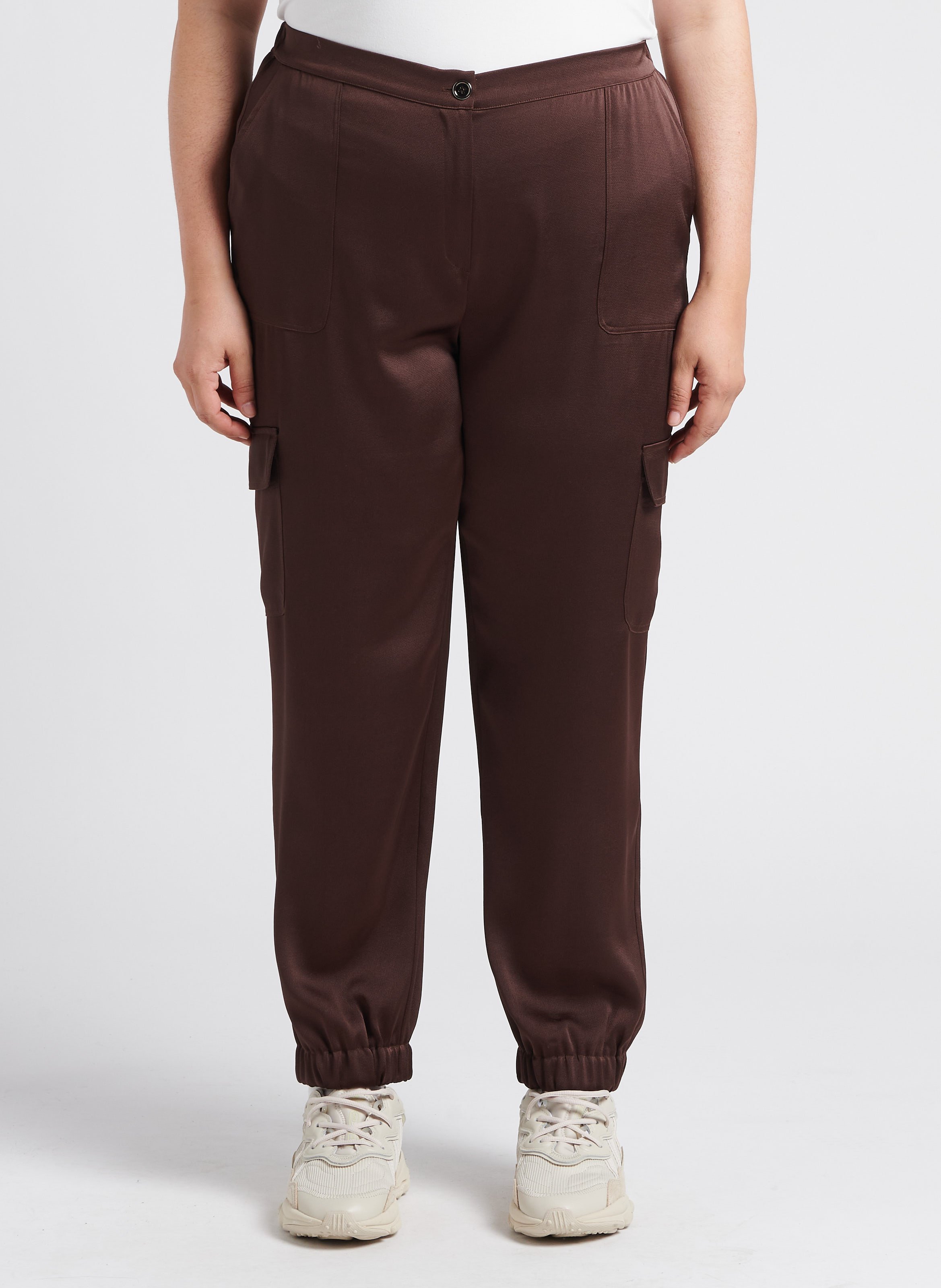 Pantalon treillis satiné  PERSONA by Marina Rinaldi Marron