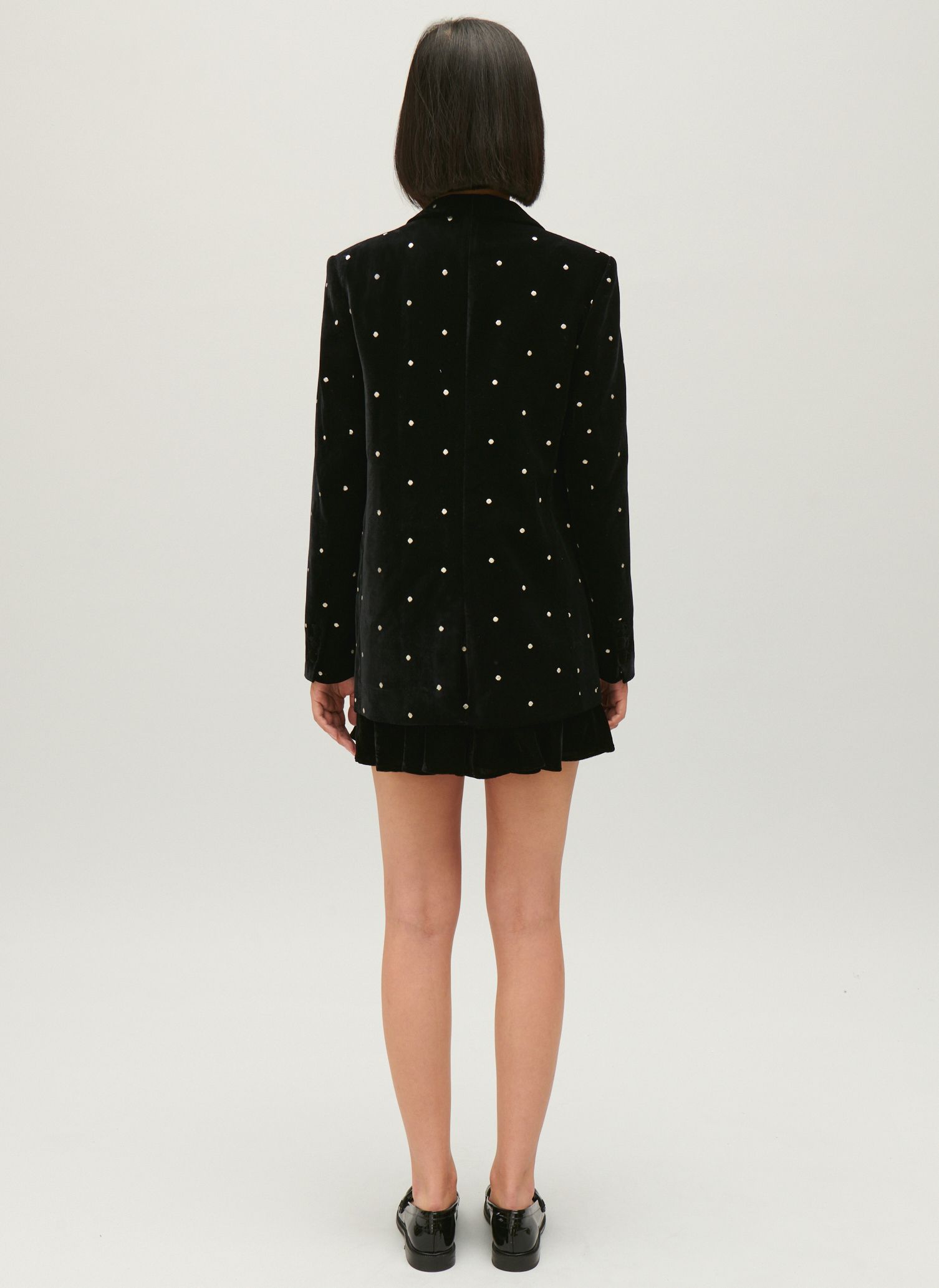 Velvet Tailored Jacket With Studs Bicolore Claudie Pierlot - Women