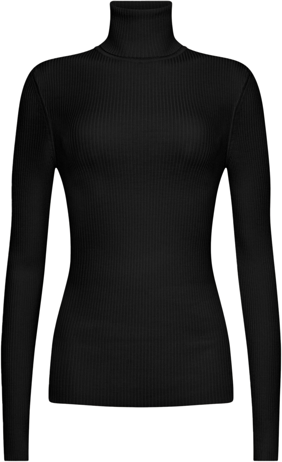 Pull col roulé côtelé en laine  WOLFORD Noir