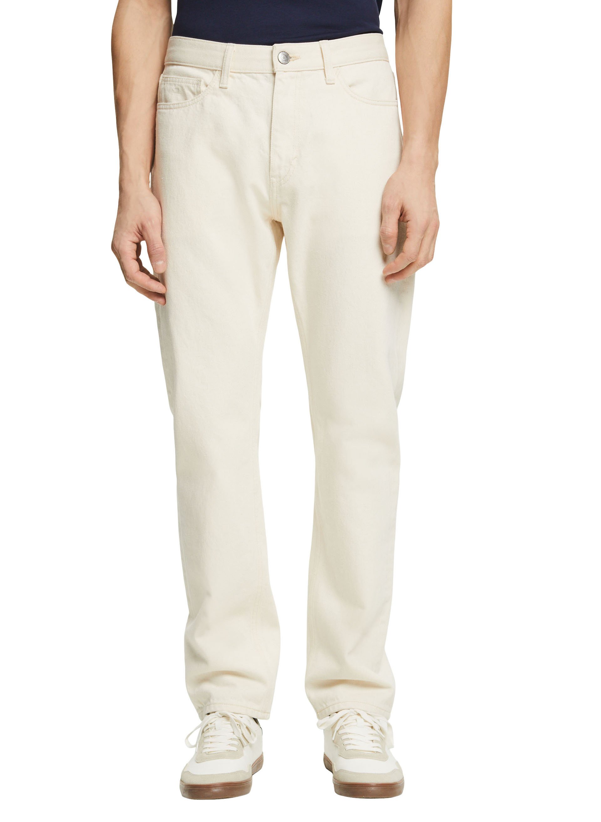 Straight high-rise cotton jeans ESPRIT White