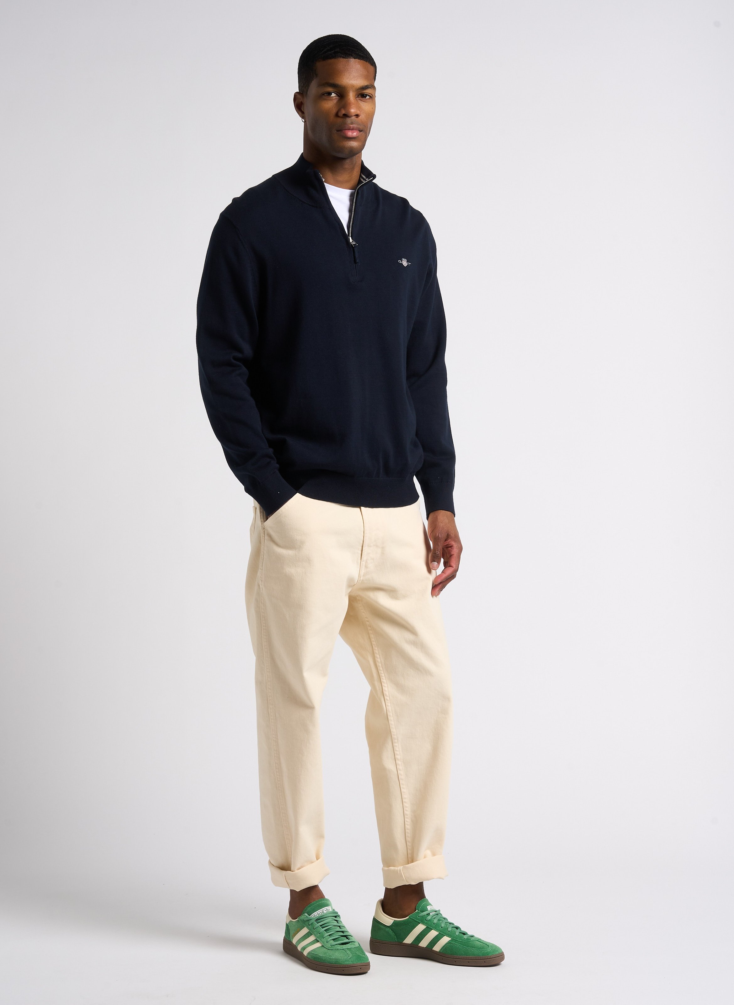 Pull col zippé en coton GANT Bleu