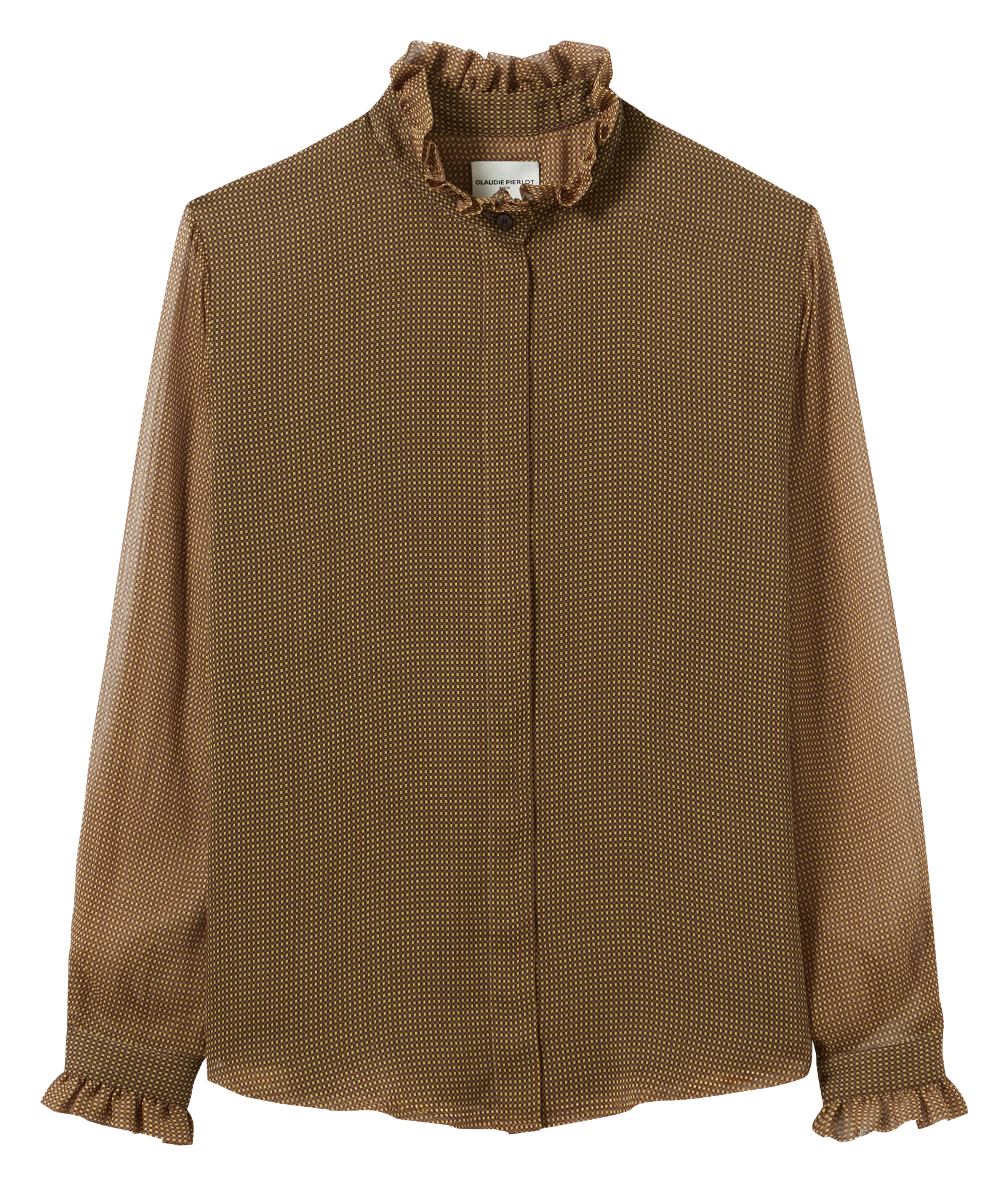 Soepelvallende blouse met kleine ruitjes CLAUDIE PIERLOT Geel