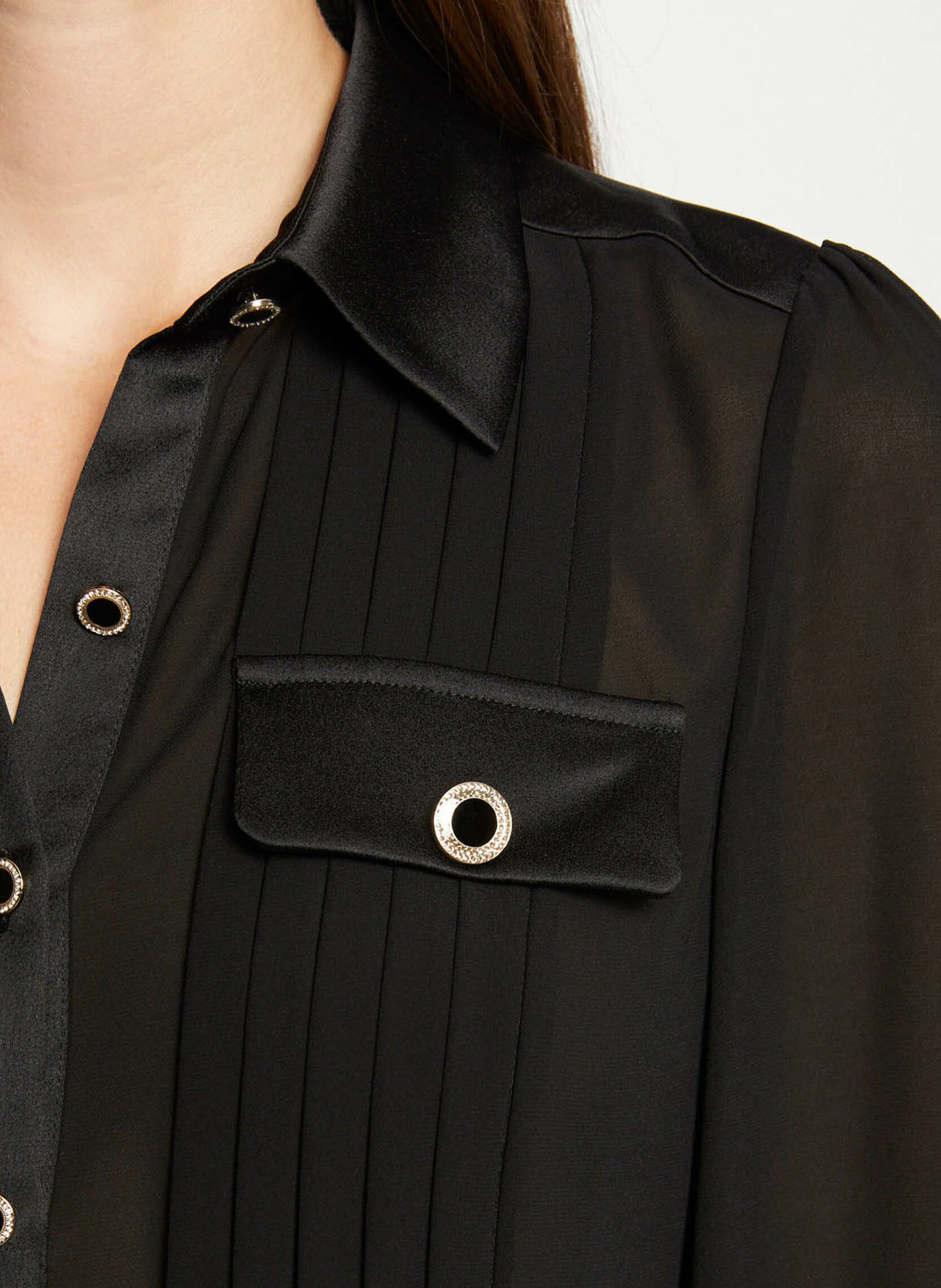 Blouse met overhemdkraag MORGAN Zwart