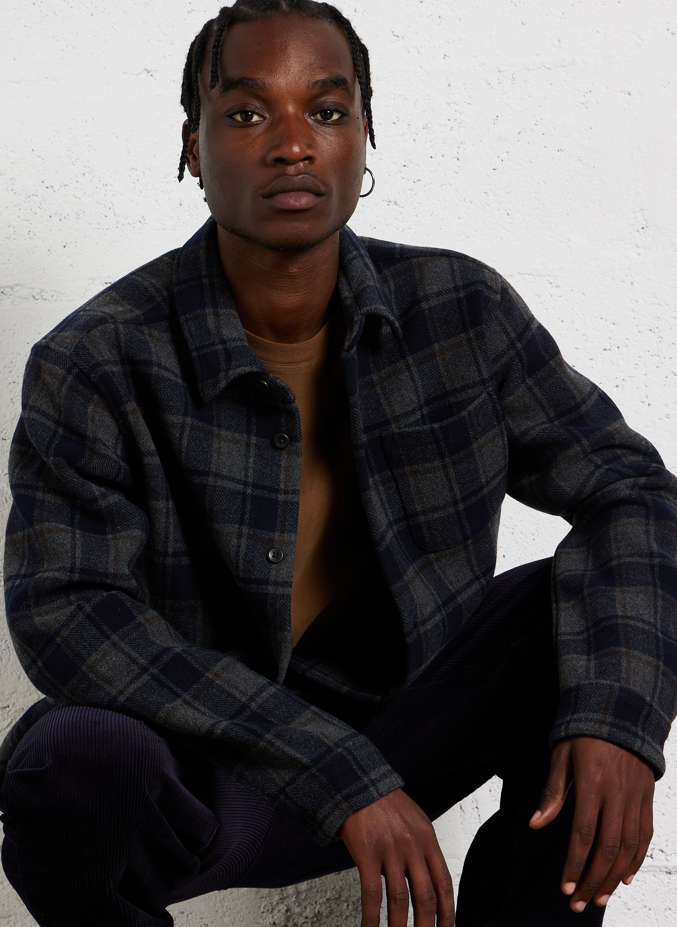 Checked wool-blend overshirt LES DEUX Grey