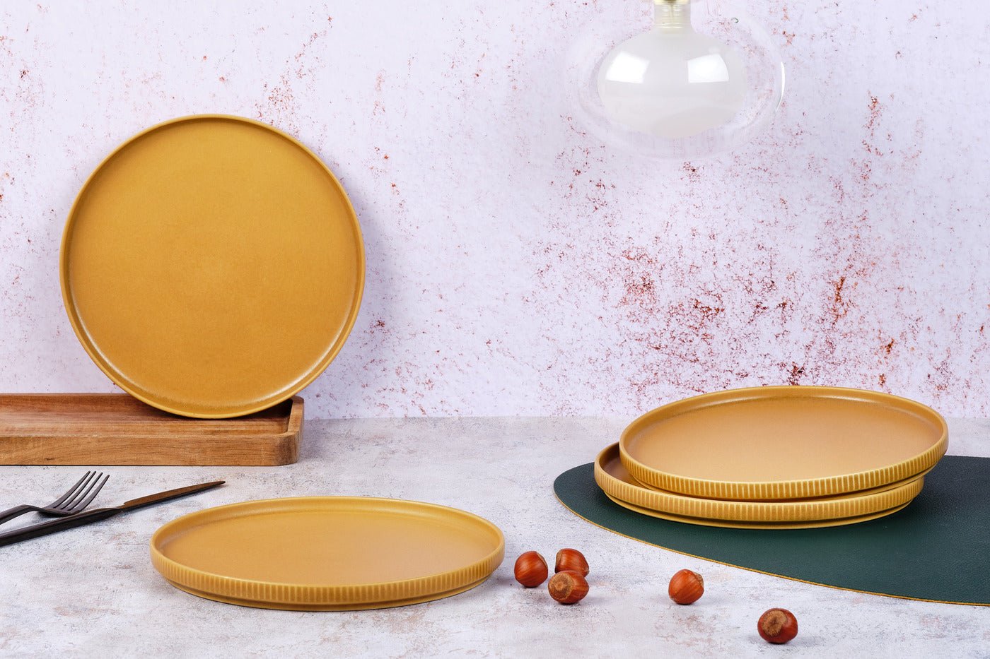 Stoneware Plate Set - 4 pieces BJORN Yellow