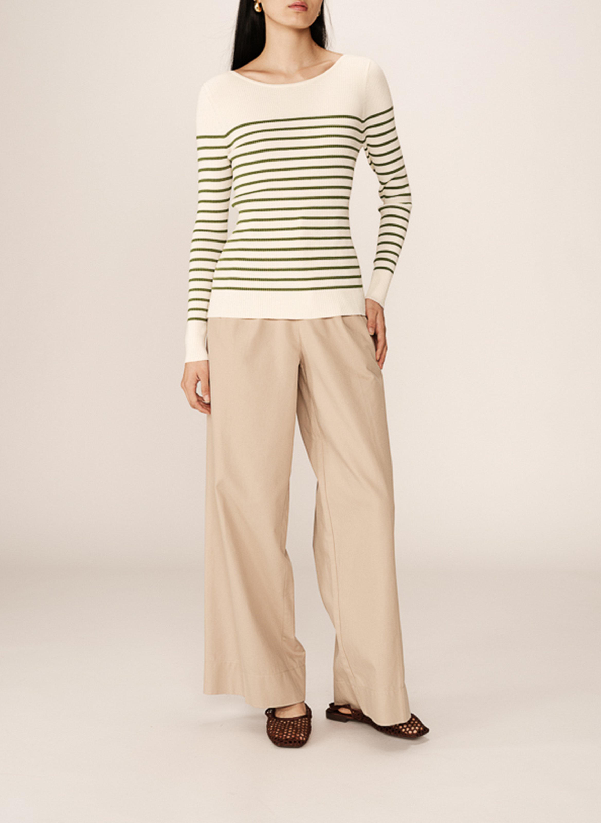 Straight striped knit sweater GRACE ET MILA Green