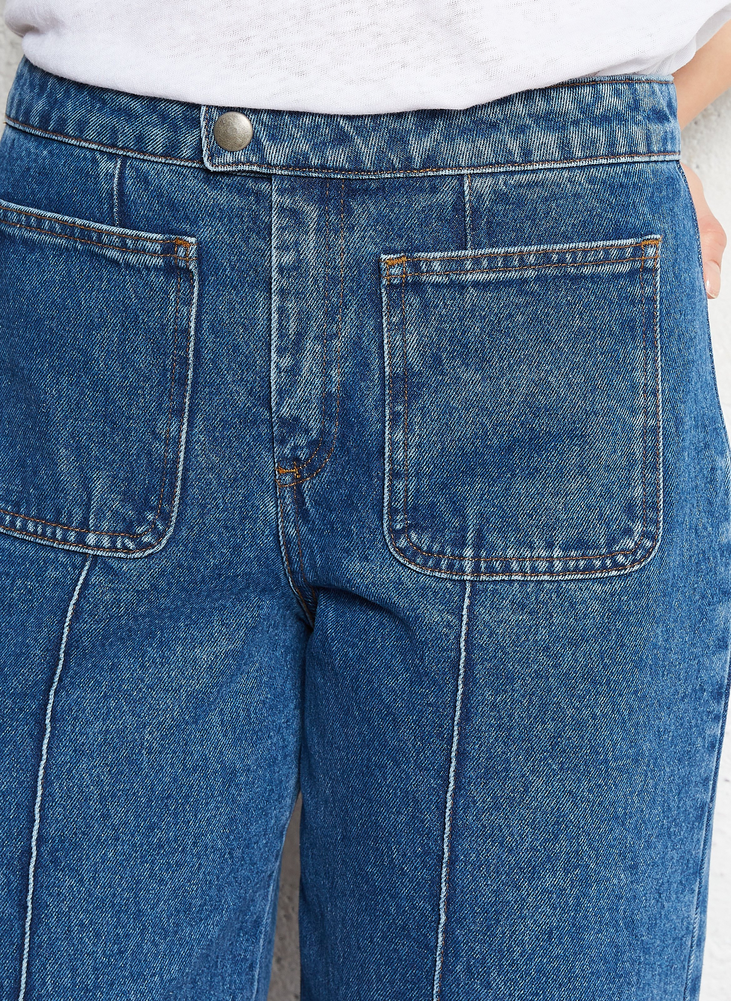 Jean évasé et délavé en coton  SOEUR Bleu