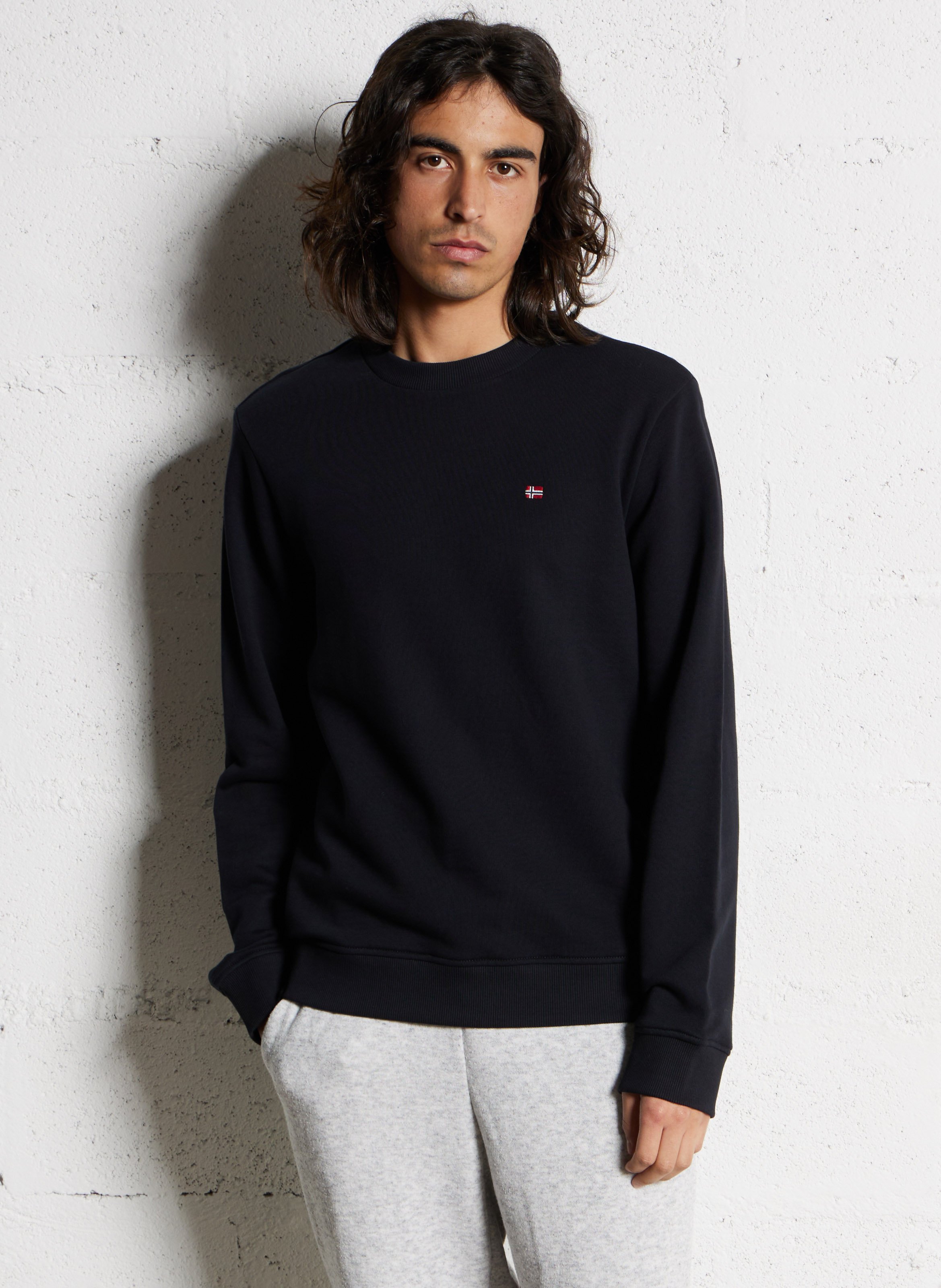 Sweat droit col rond en coton NAPAPIJRI Noir