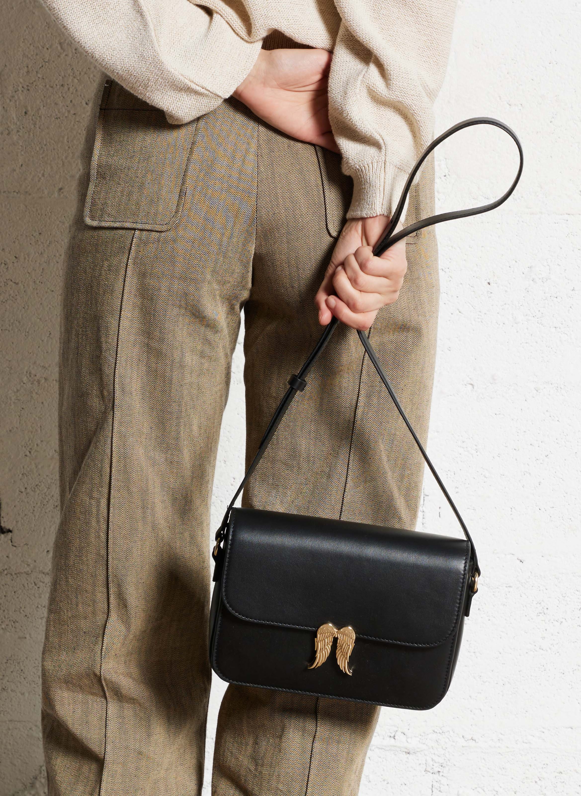 Sac bandoulière en cuir BERENICE Noir