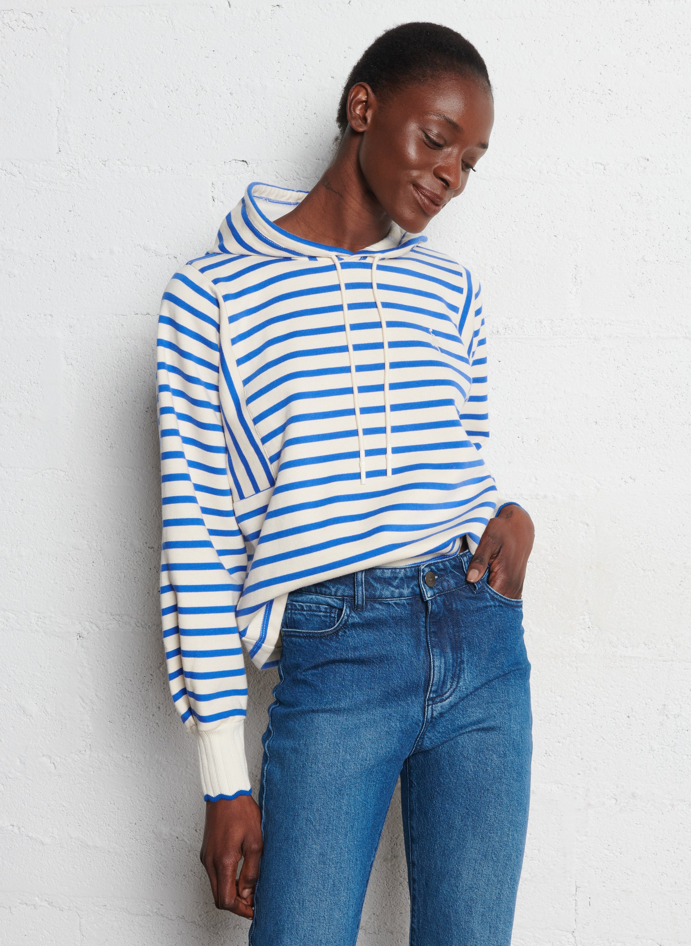 Sweat droit en coton ONE STEP Bleu