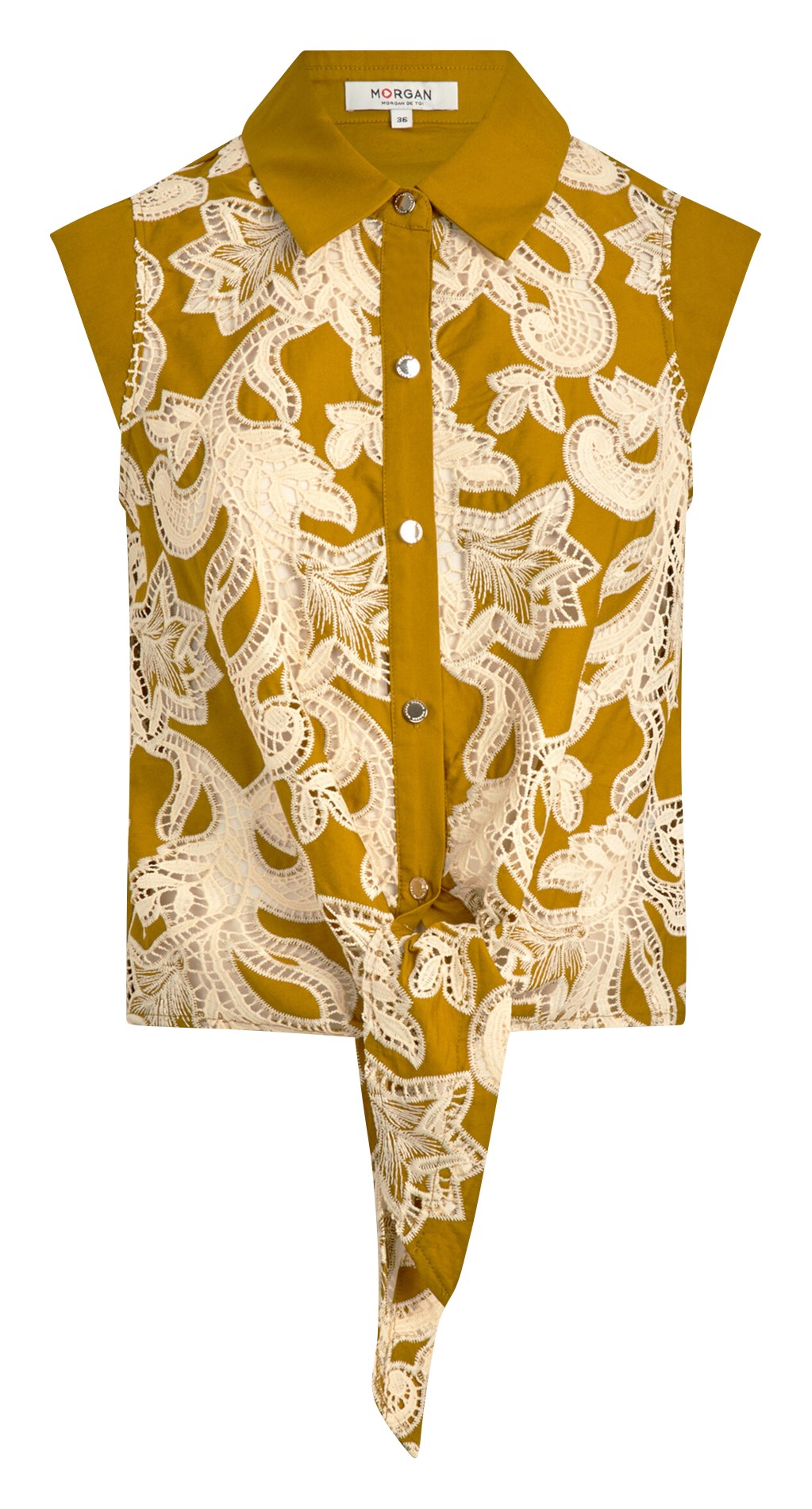 Chemise droite en coton brodée MORGAN Vert