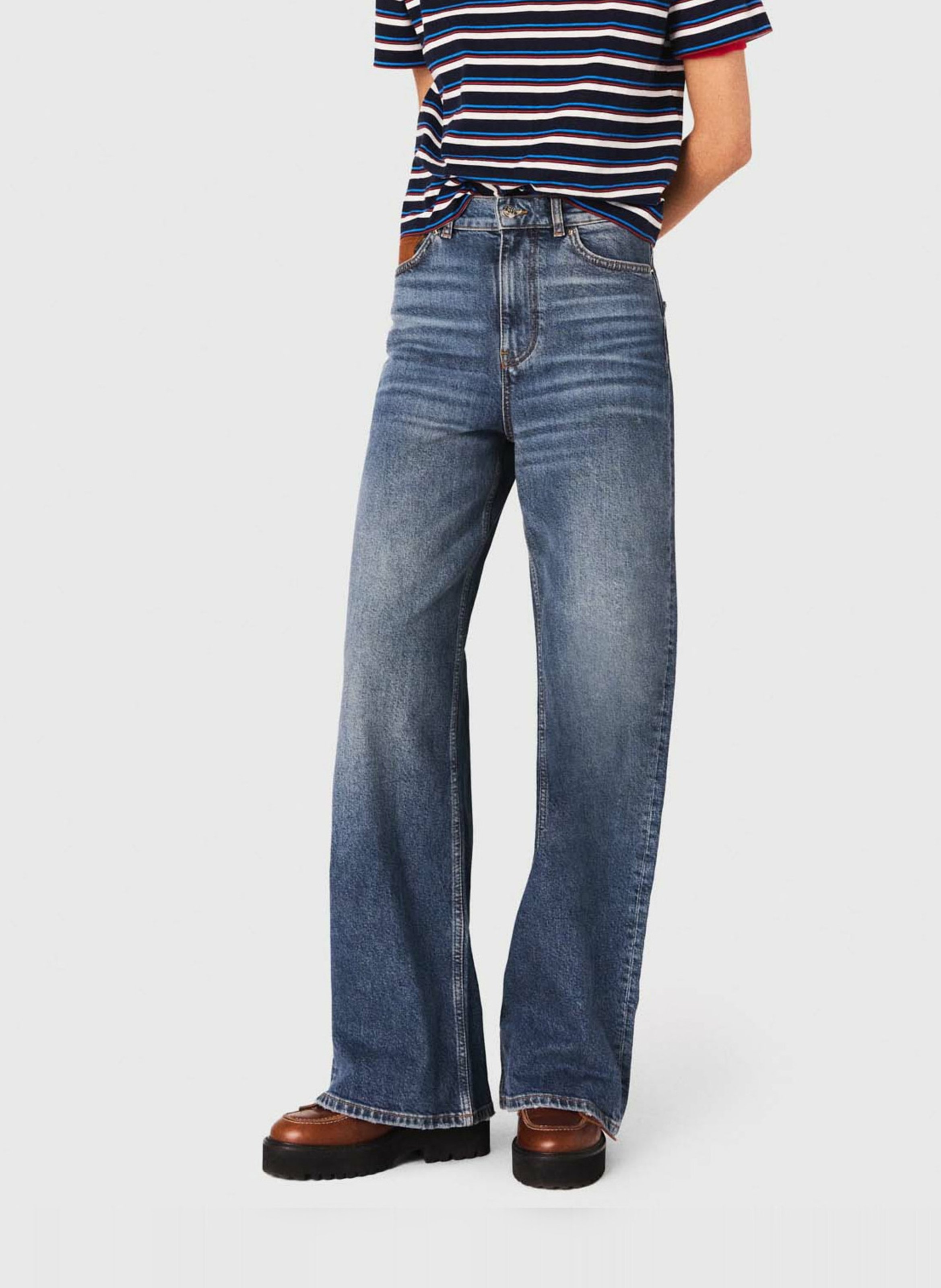 Wijde jeans - katoenblend MAJE Blauw