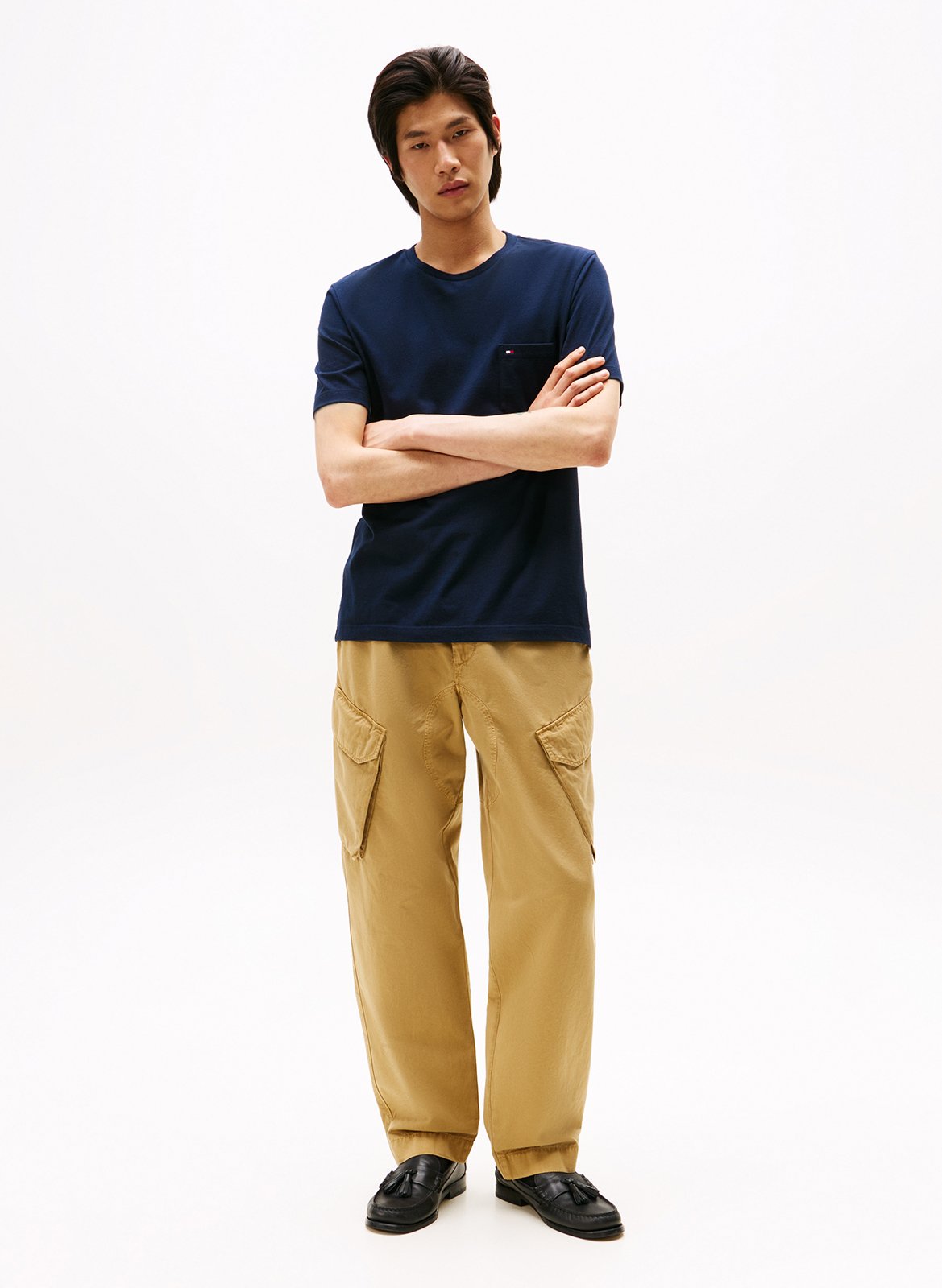 Tee-shirt col rond en coton TOMMY HILFIGER Bleu