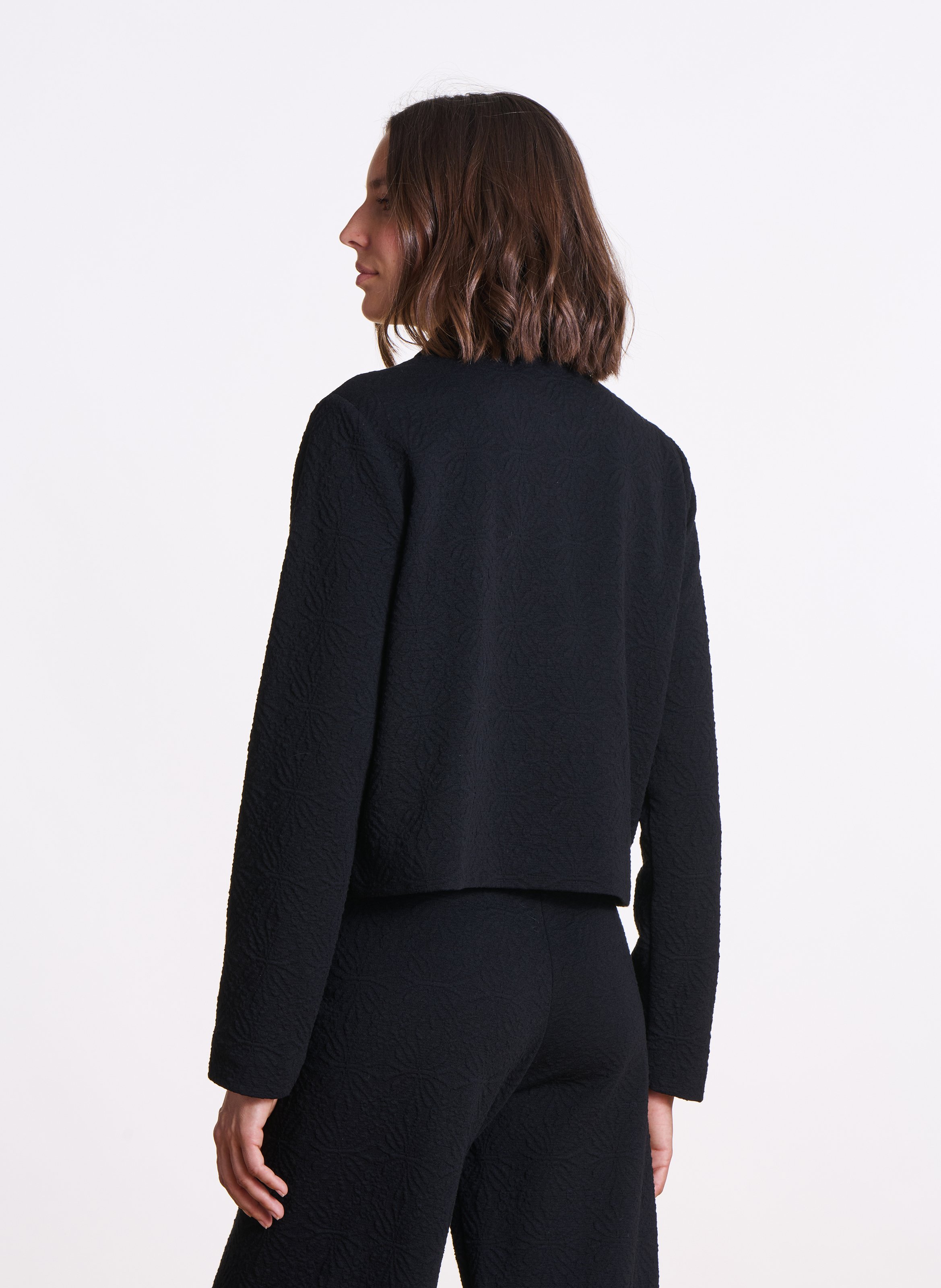 Veste droite en jersey gaufré LA FEE MARABOUTEE Noir