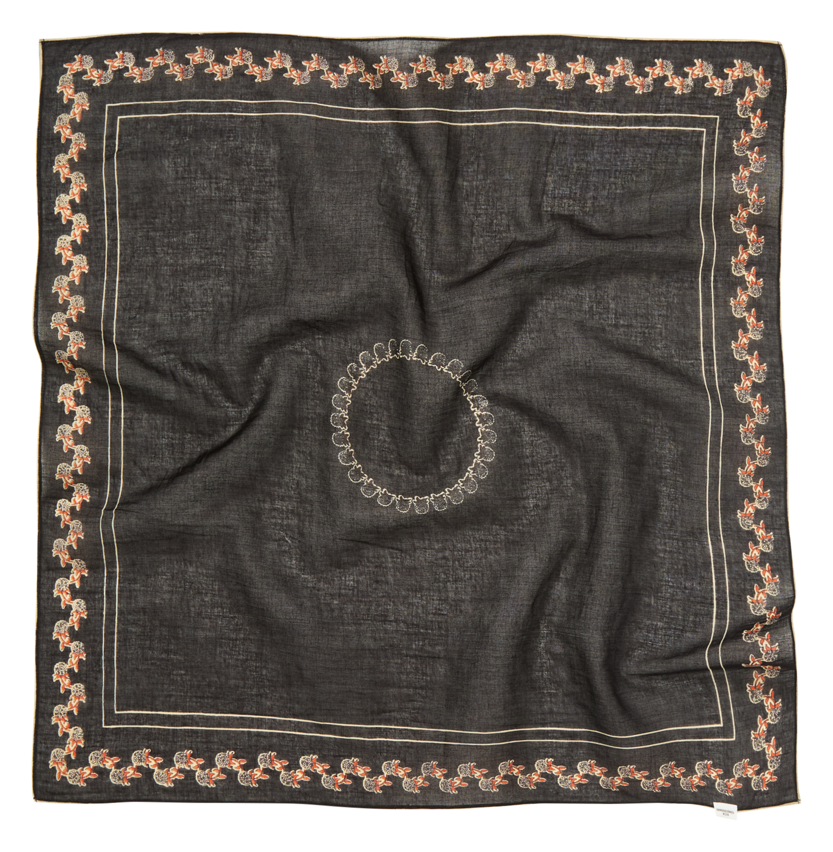 Vierkante sjaal met motieven van katoen BECKSONDERGAARD Zwart