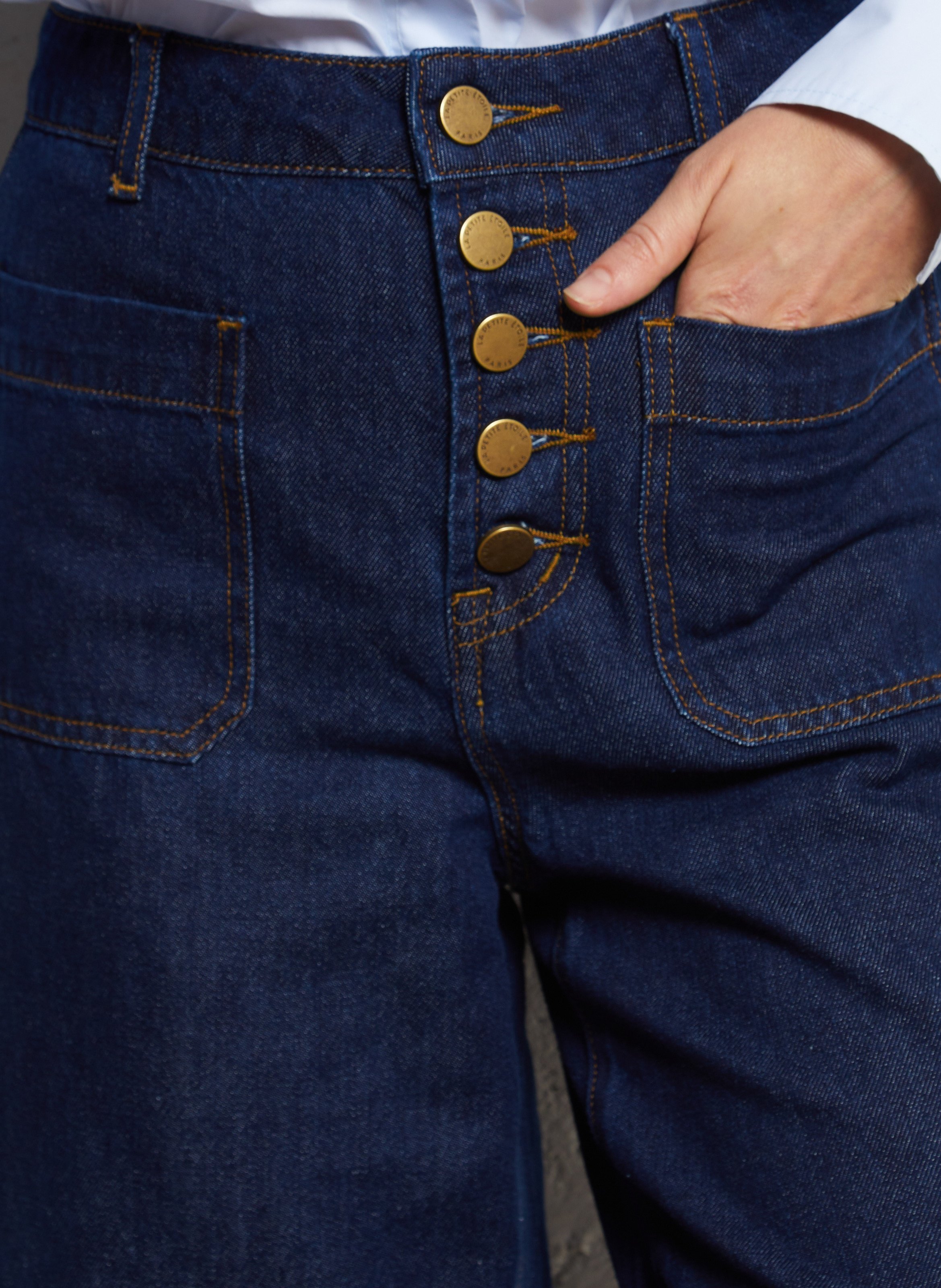 Jean taille haute flare LA PETITE ETOILE Bleu