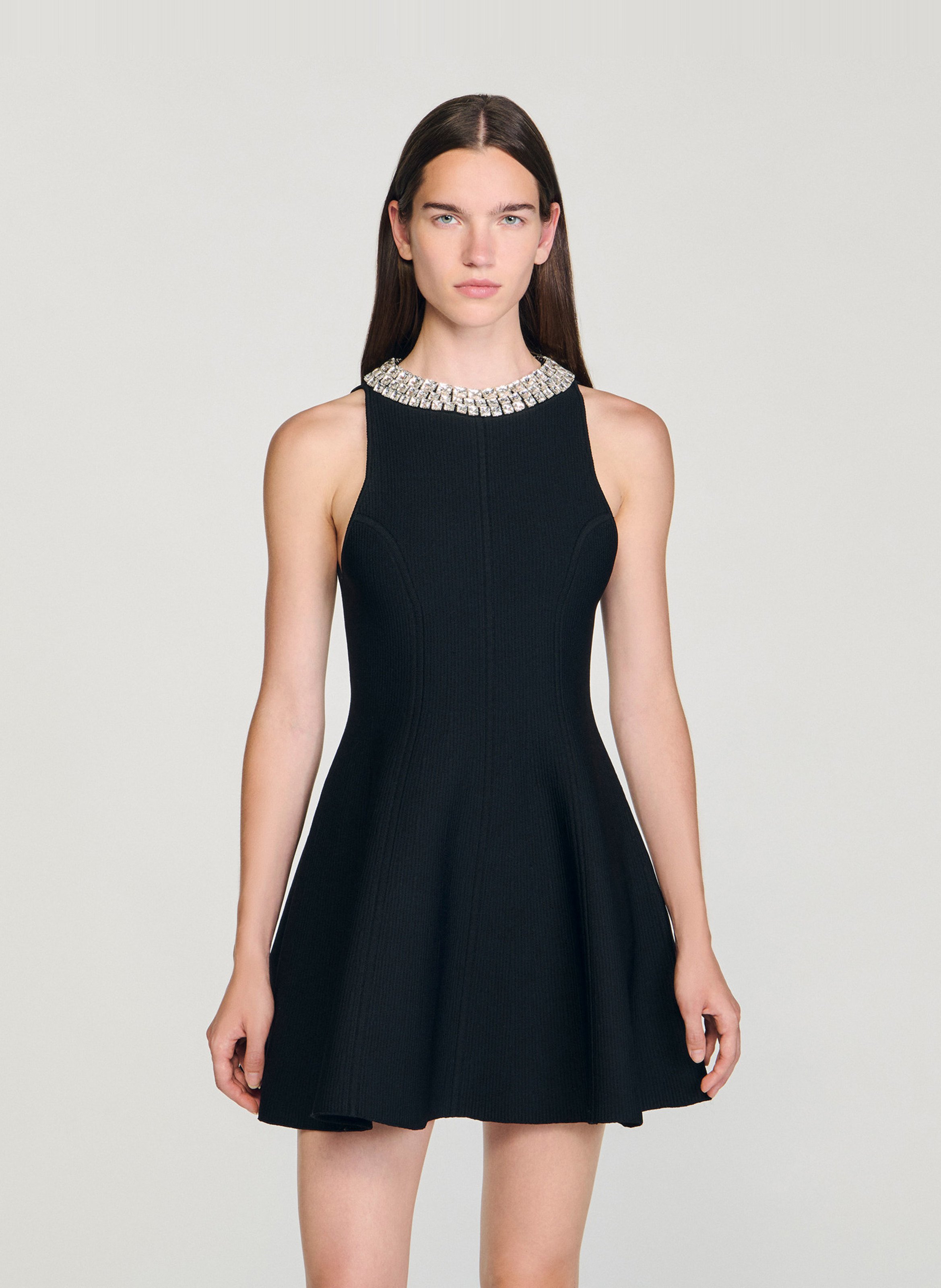 Robe courte col rond SANDRO Noir