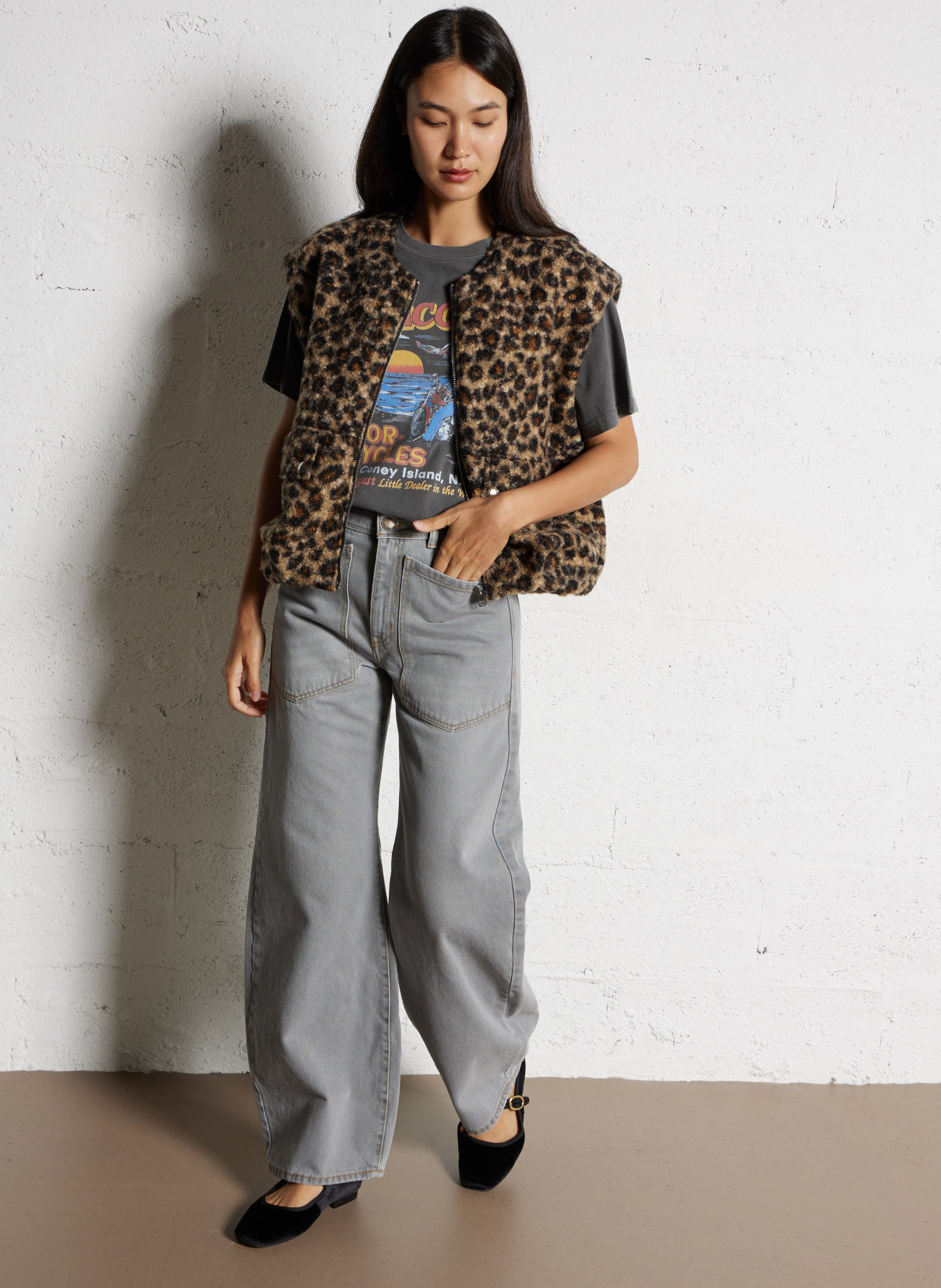 Veste oversize sans manches imprimée PLEASE Multicolore