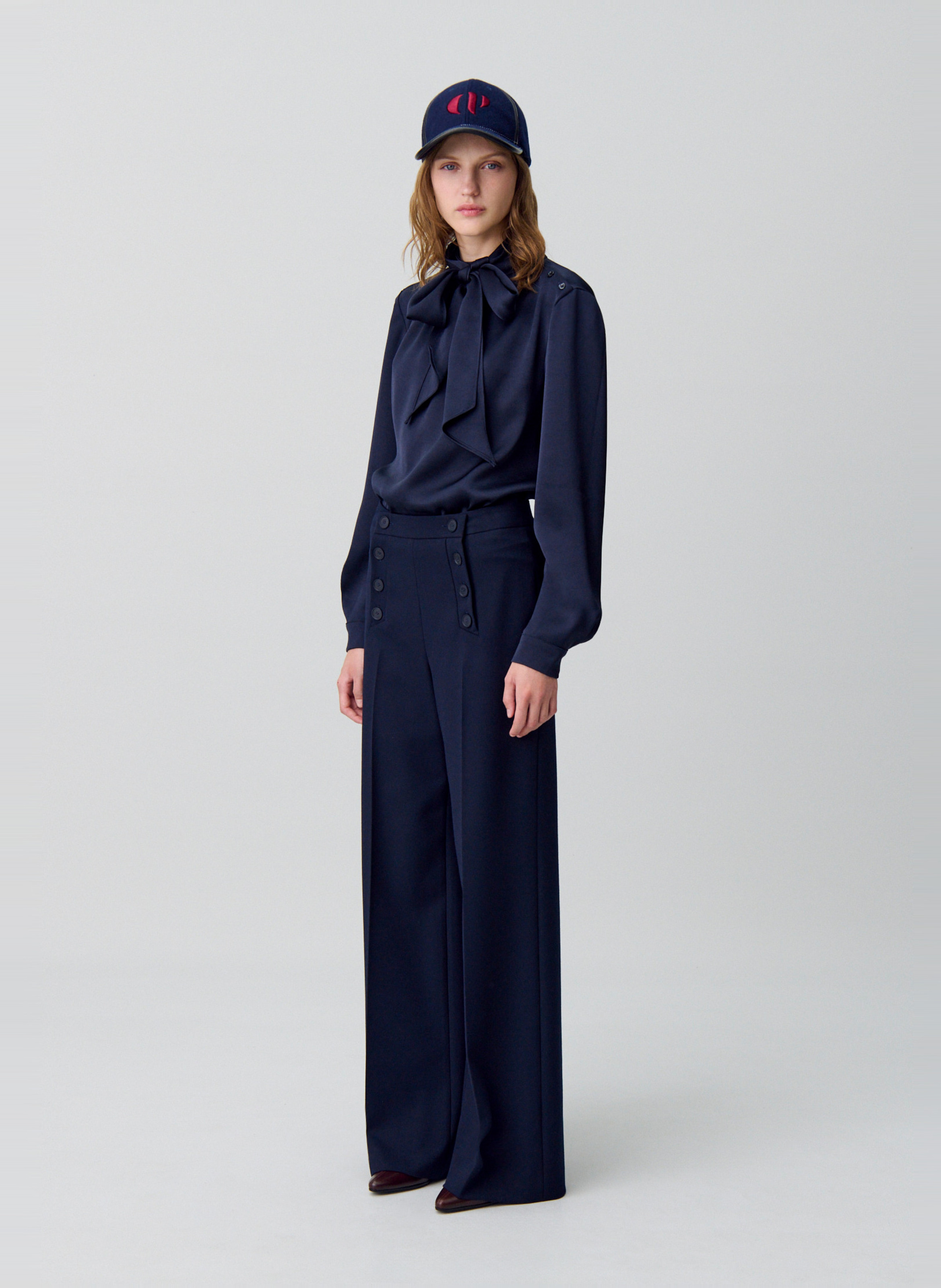 Satin lavallière collar blouse CLAUDIE PIERLOT Blue