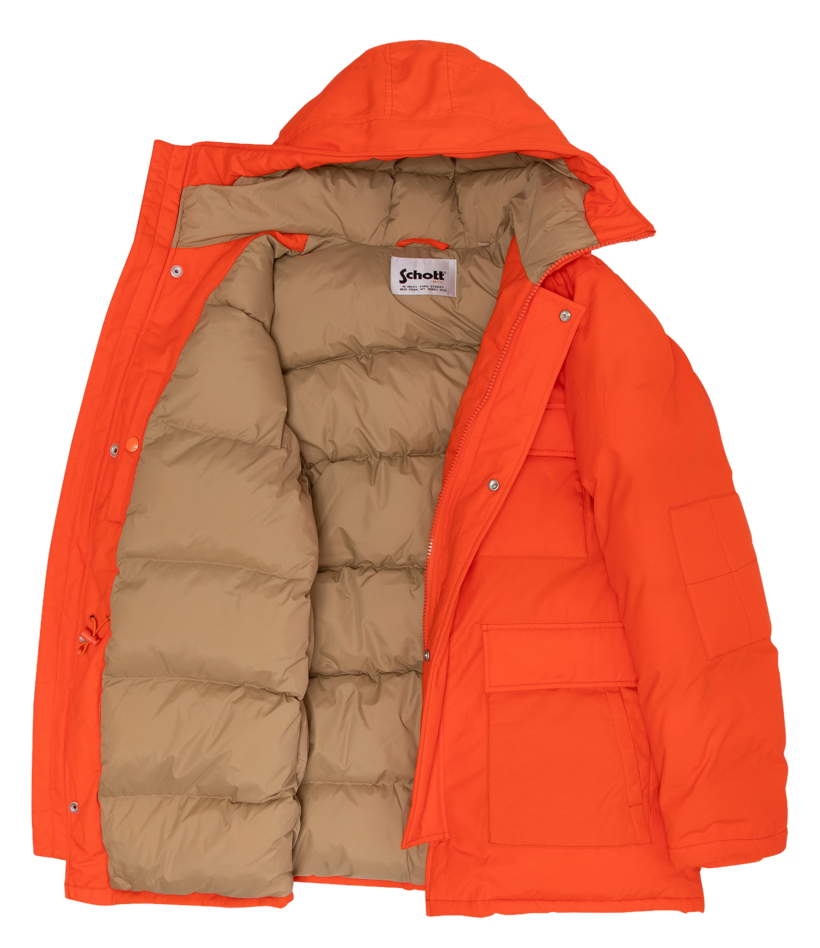 Parka à capuche droite en coton mélangé SCHOTT Orange