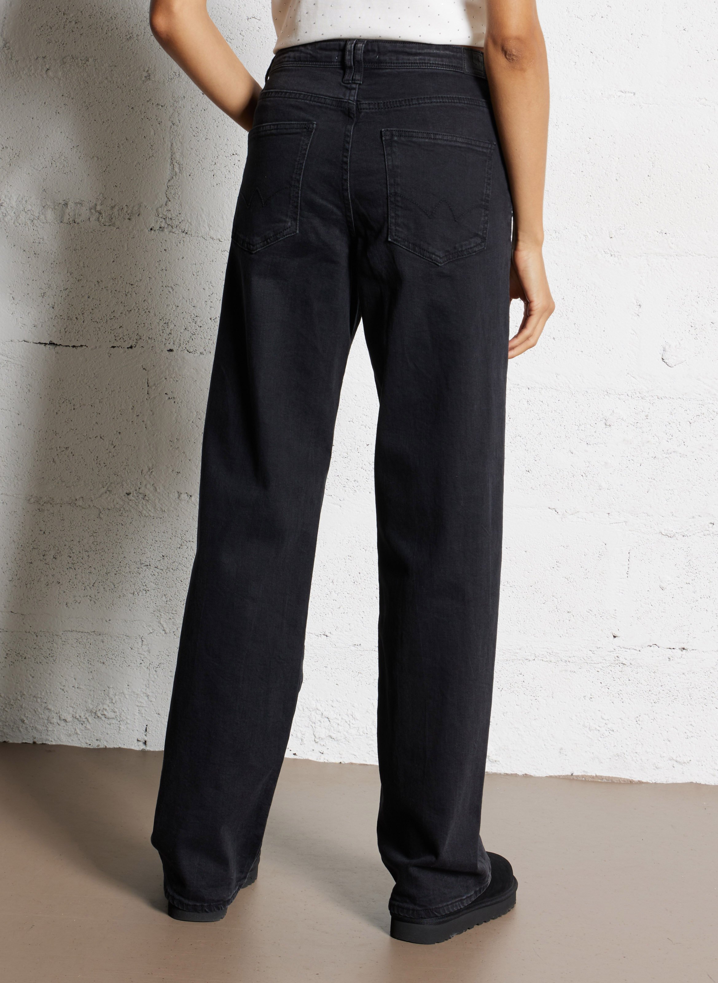 Jean large en coton mélangé LE TEMPS DES CERISES Noir