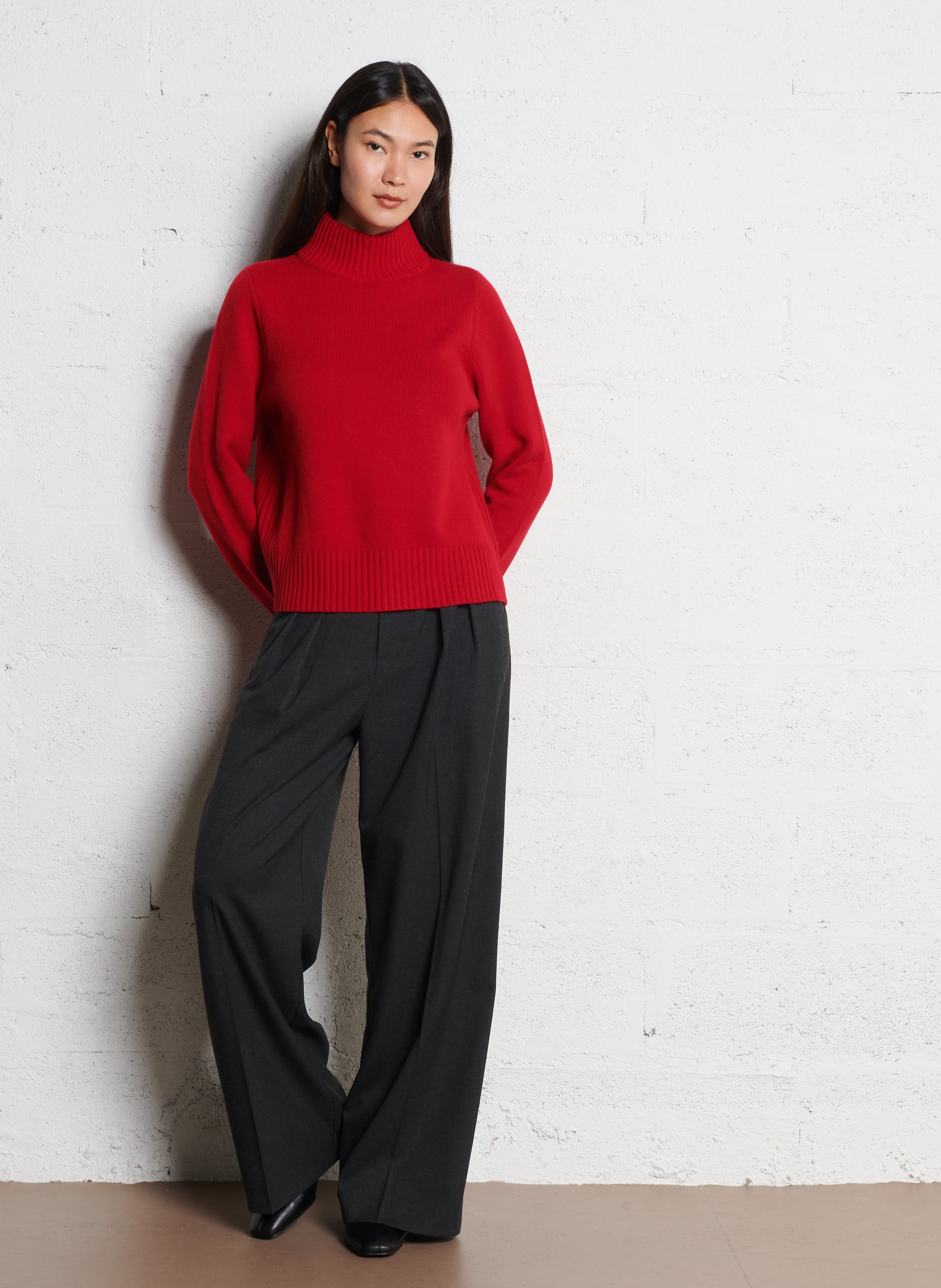 Merino wool regular fit sweater with high collar PETITE MENDIGOTE Red