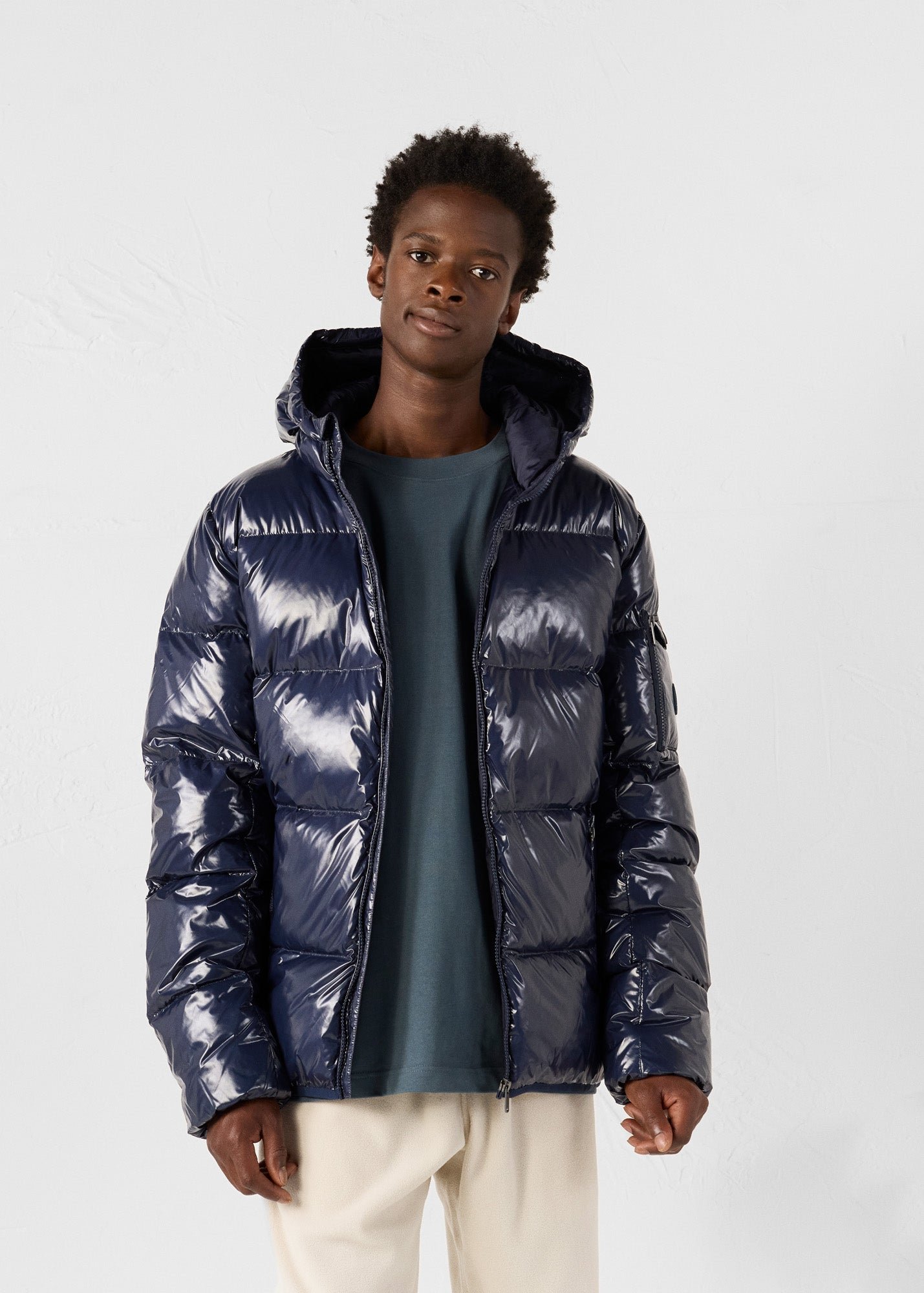 Laquered hooded down jacket for extreme cold - Java JOTT Blue