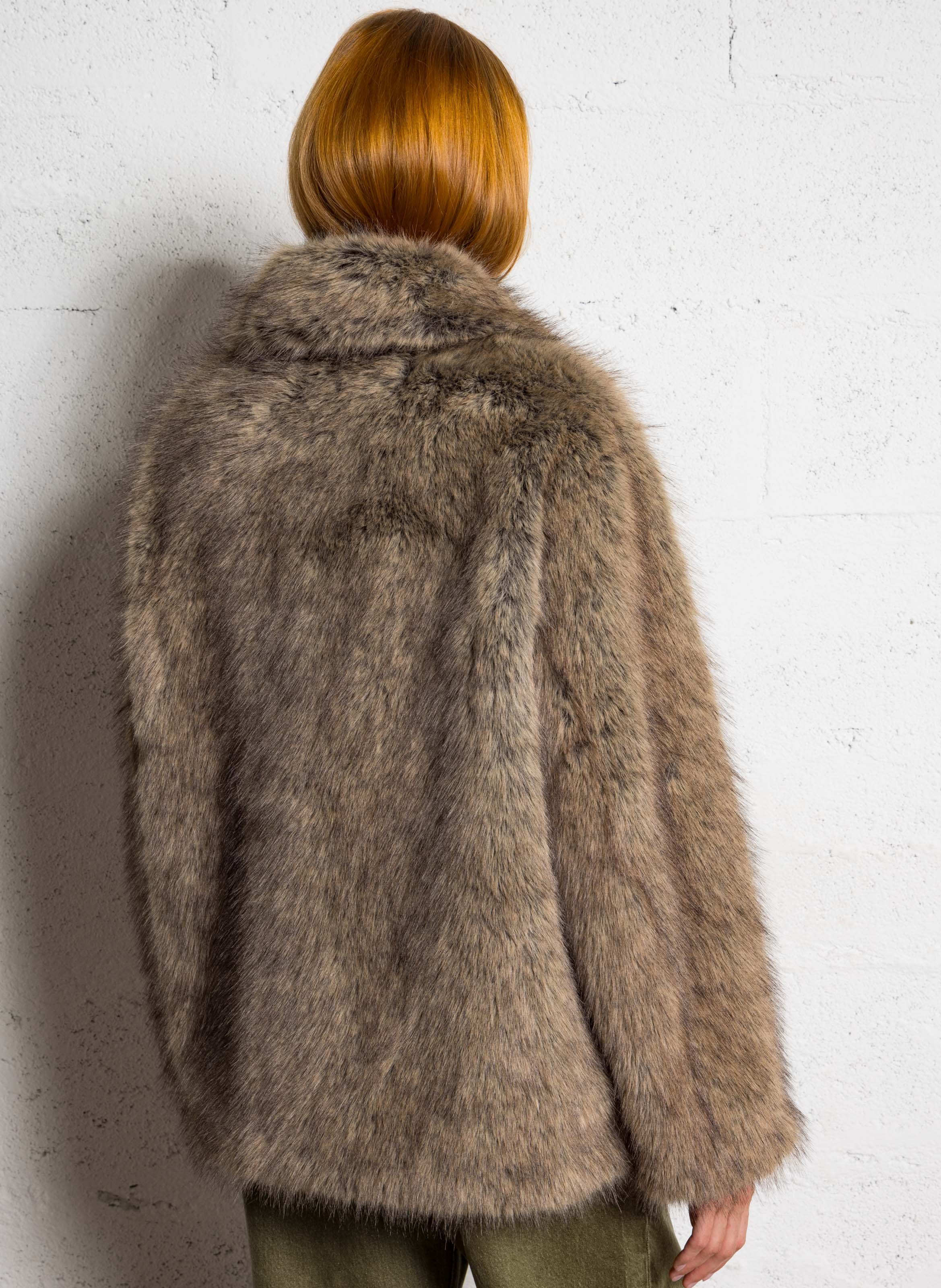 Jacket with classic collar and faux fur LIU JO Brown