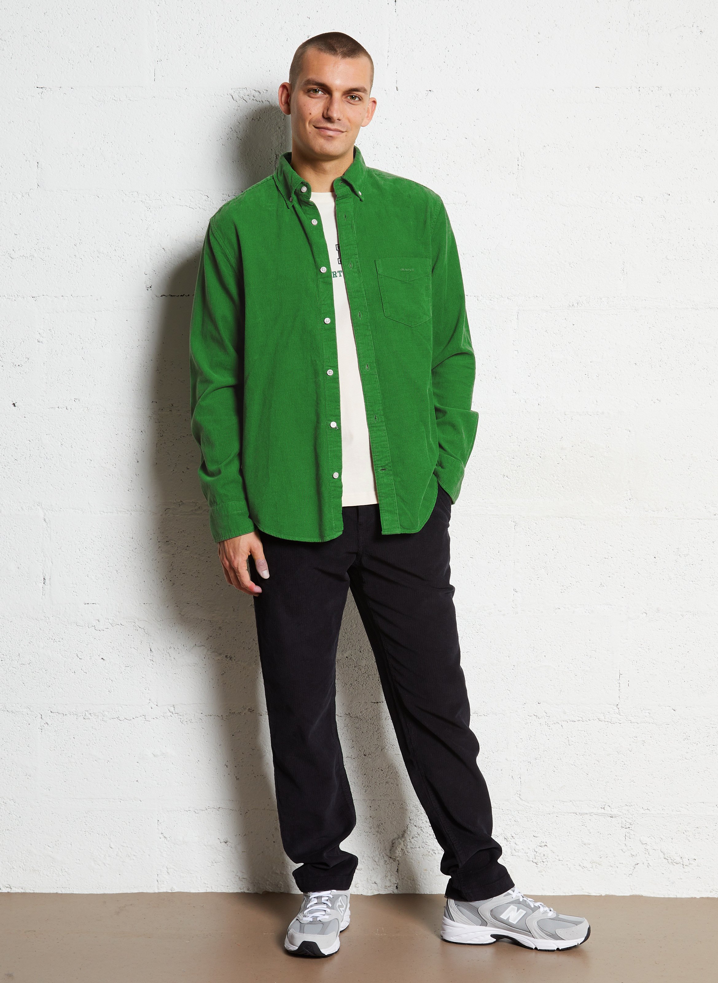 Chemise col classique manches contrastantes en coton GANT Green