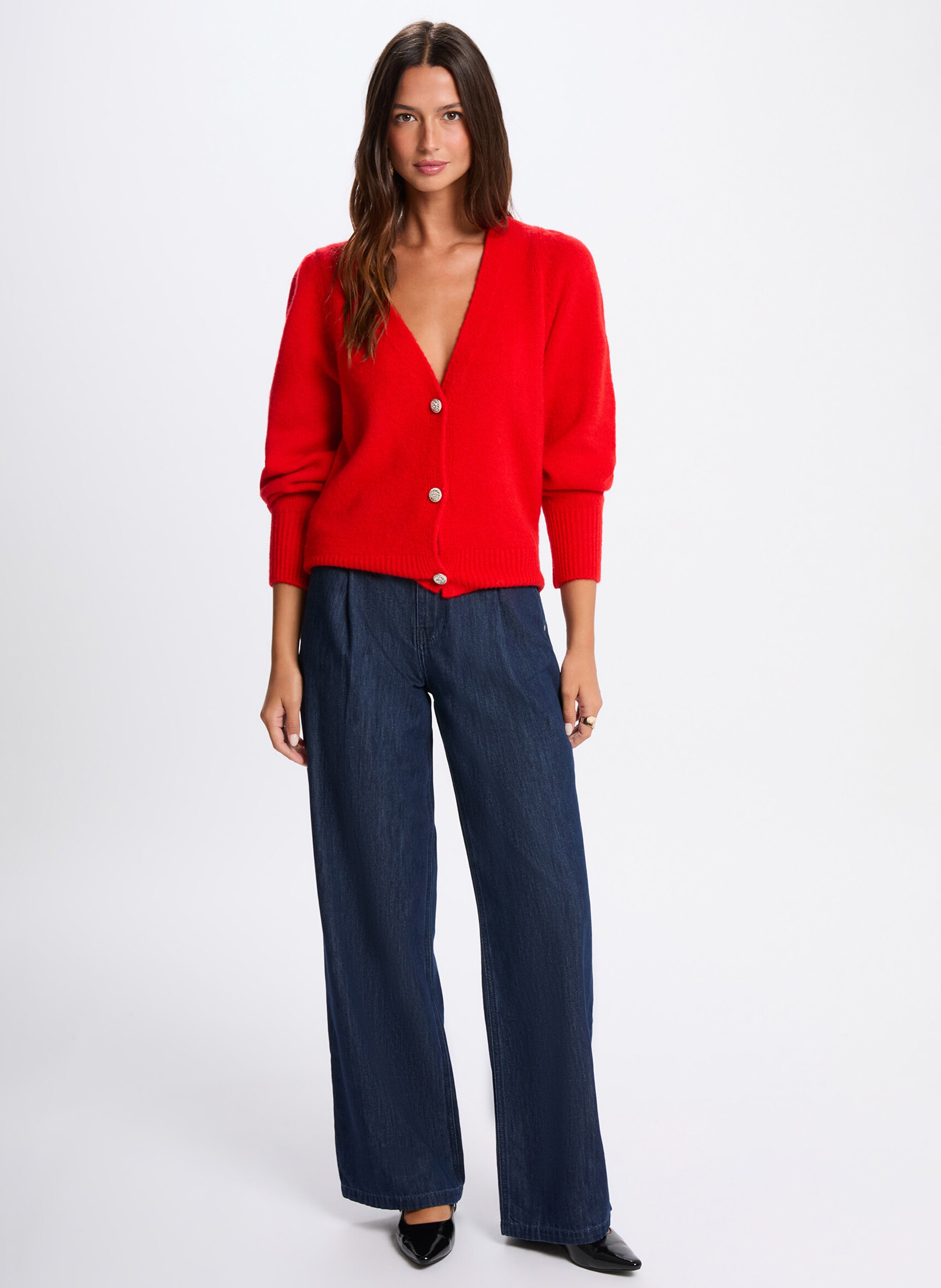 Straight V-neck vest MORGAN Red