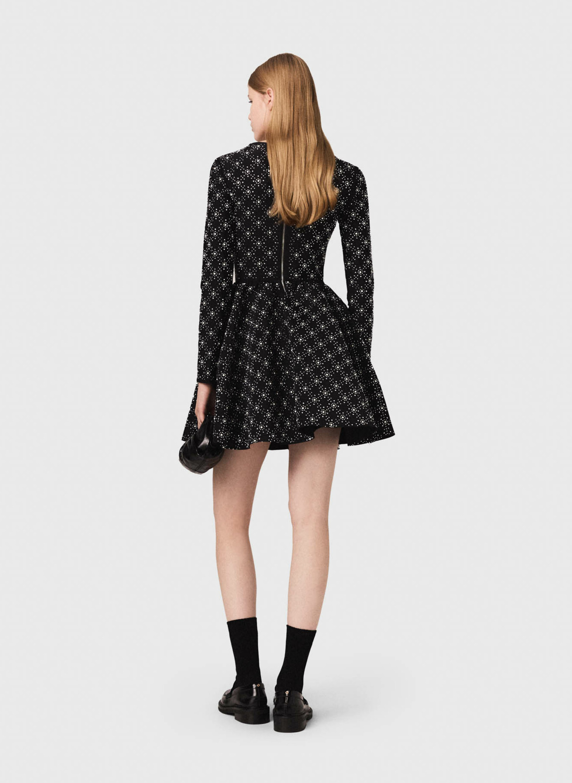 Short printed round-neck dress MAJE Black